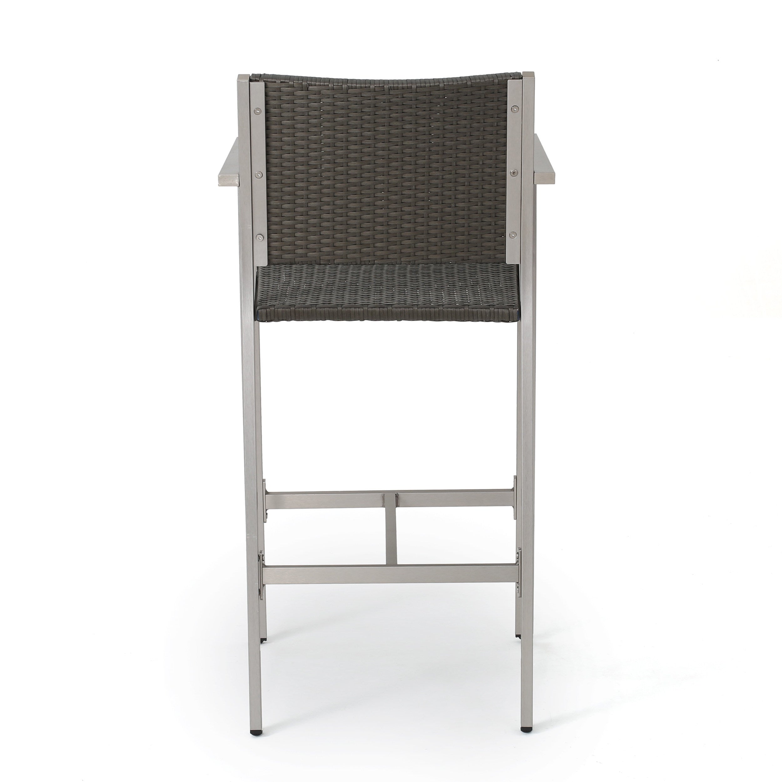 Rust-Proof Outdoor Bar Stool Rattan Frame - Silver