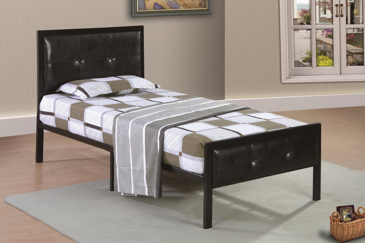 Black Padded Metal Bed
