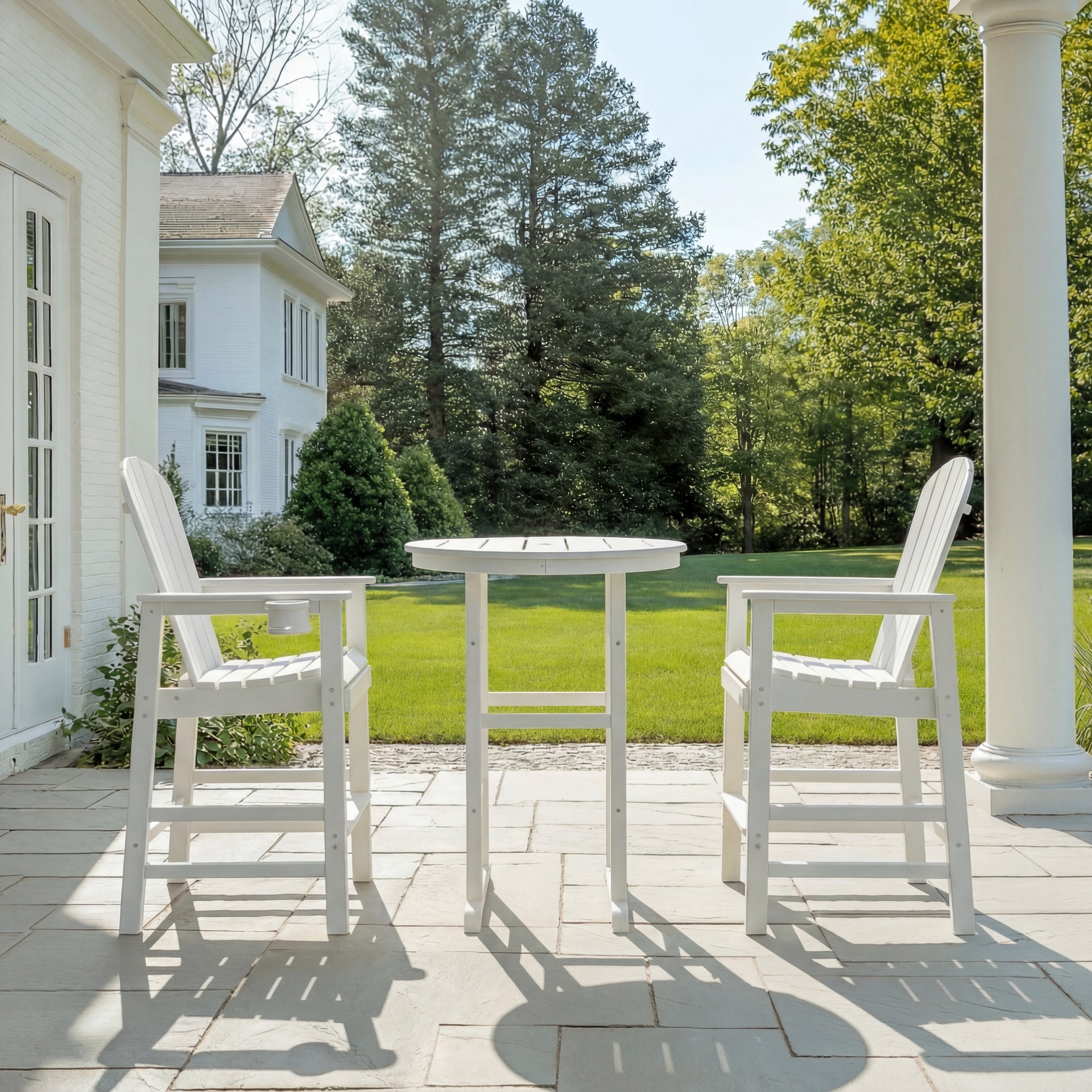 Hdpe Outdoor Bistro Set HDPE Frame - White