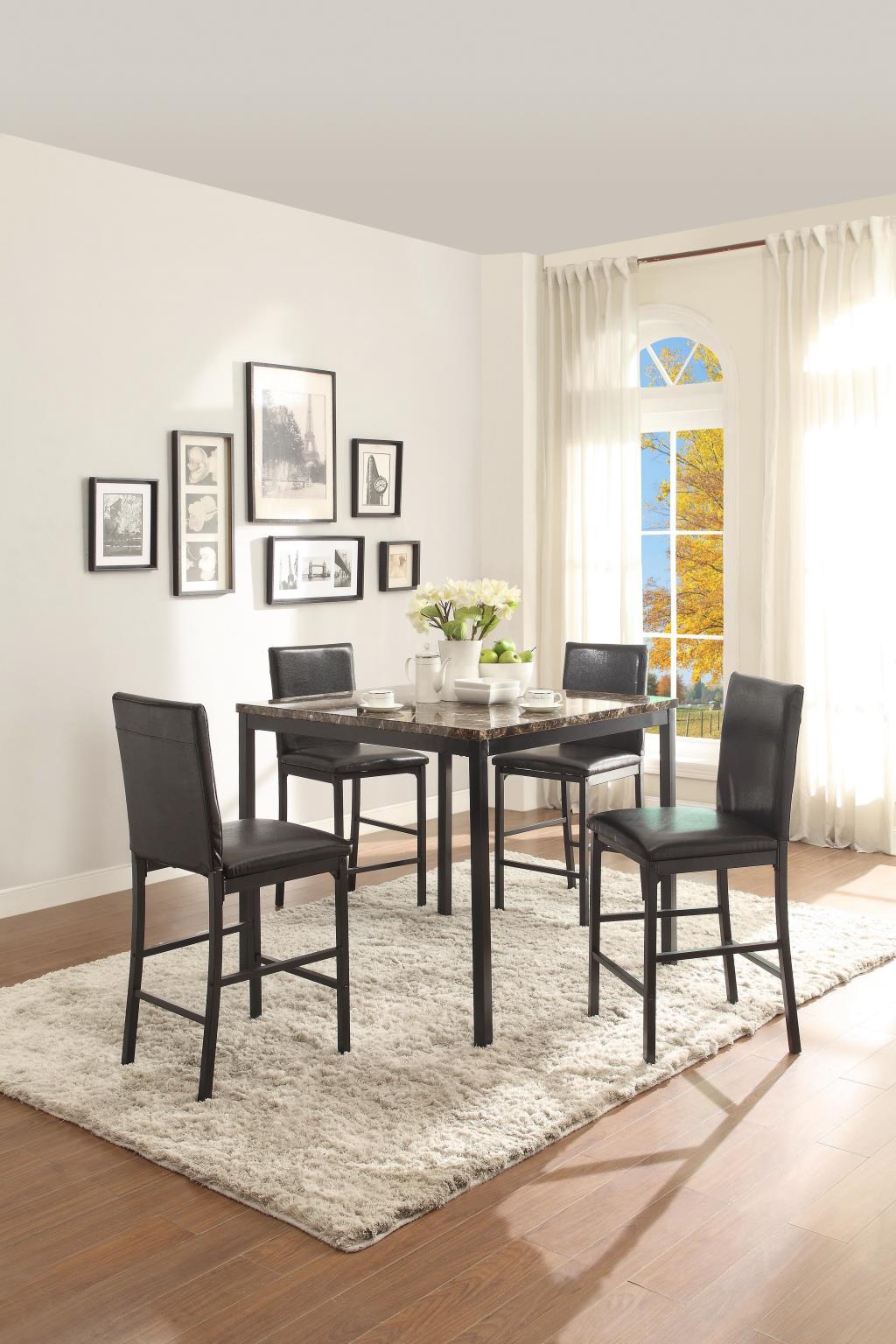 Brown Faux Marble Counter-Height Set