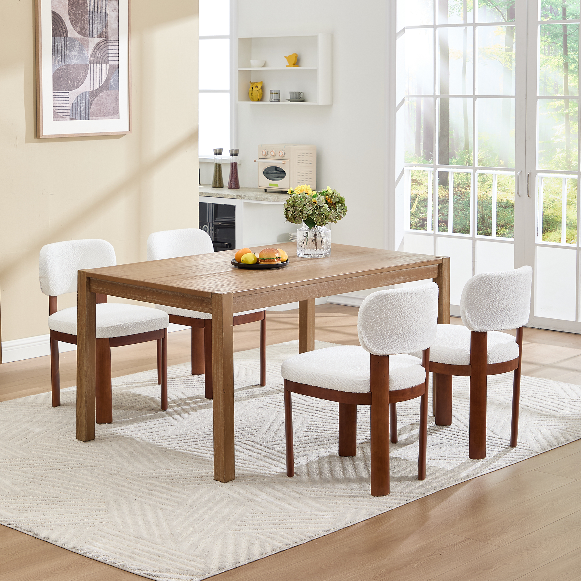 Dothan Modern Farmhouse Dining Chairs with Natural Solid Wood Legs - Set of 2