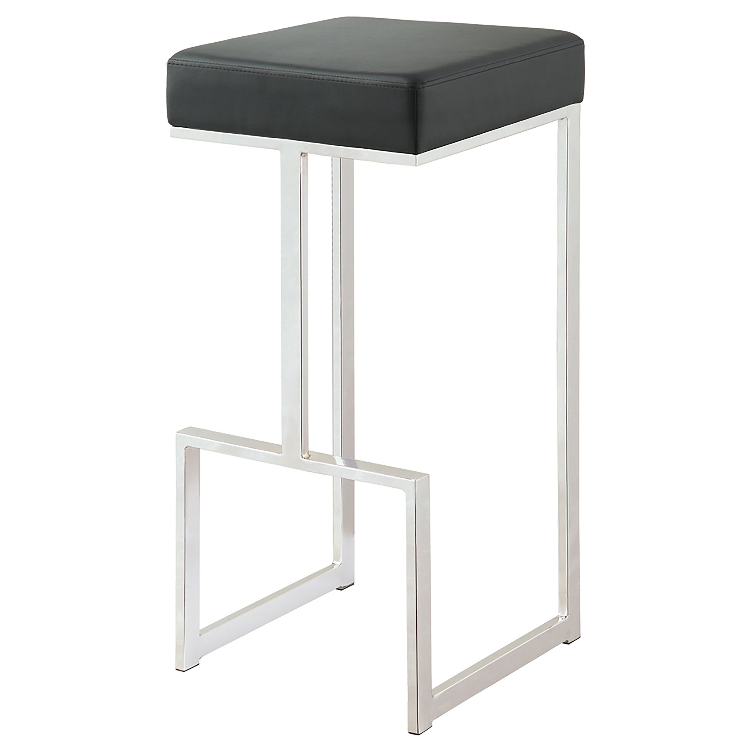 Gervase Square Bar Stool - Black and Chrome