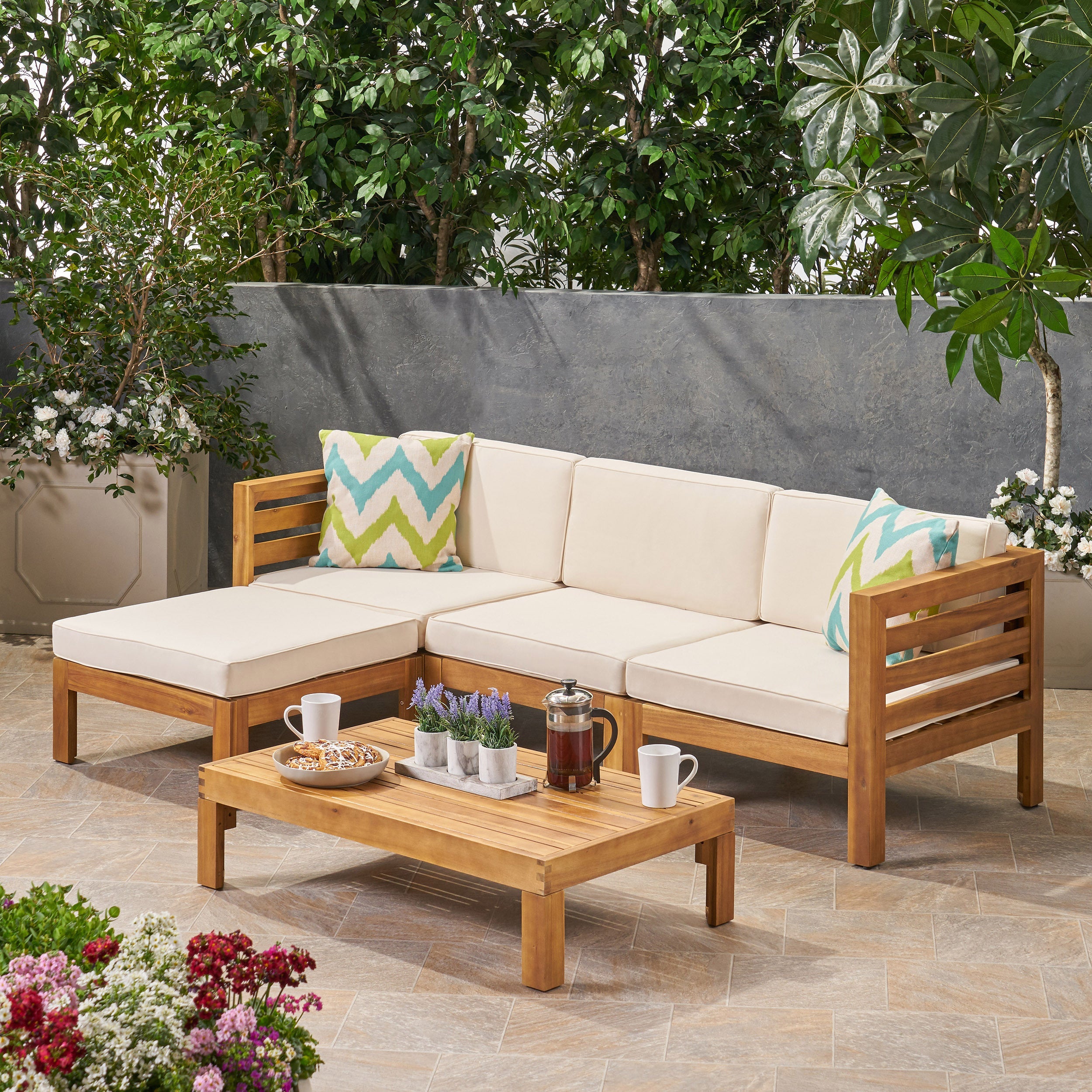 Cambridge Outdoor Sofa Set Cushioned Seating - Beige