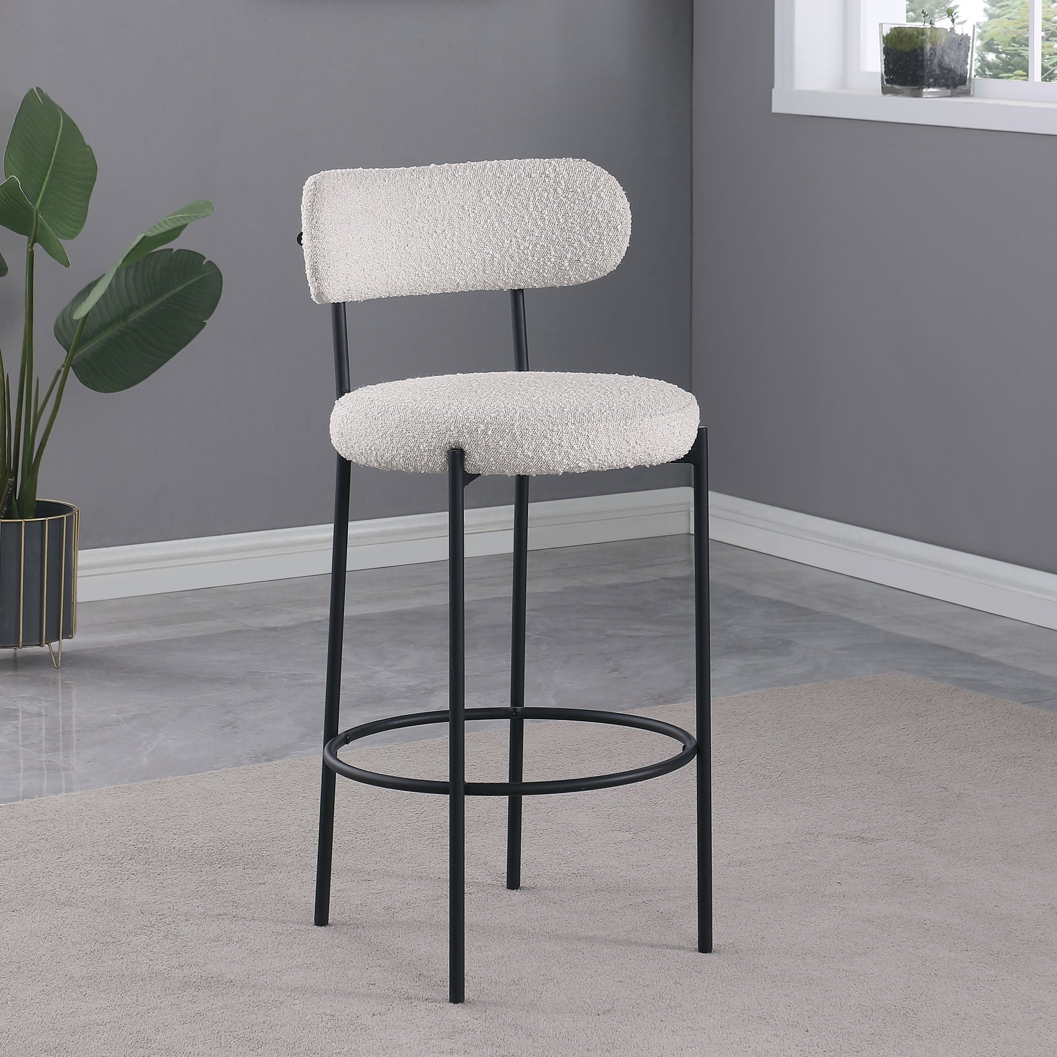 Viola Cream Boucle Upholstered Bar Chair (Set of 2)