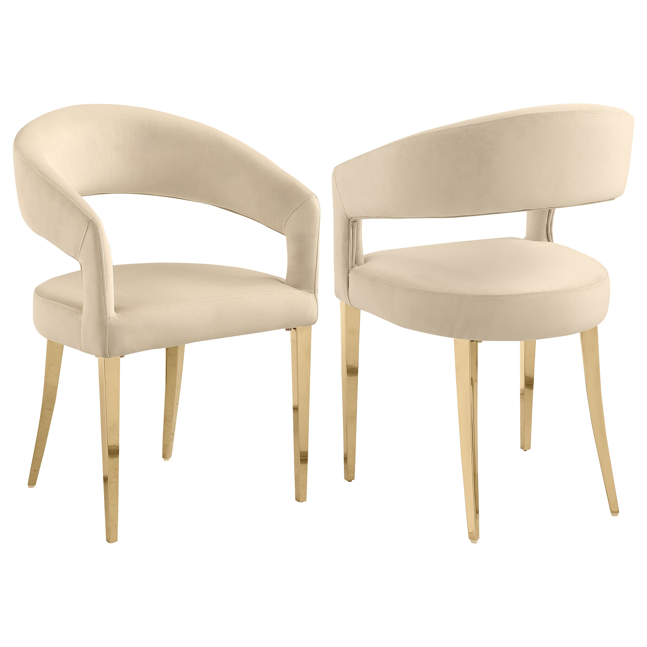 Galiano Beige Velvet Upholstered Dining Arm Chair (Set of 2)