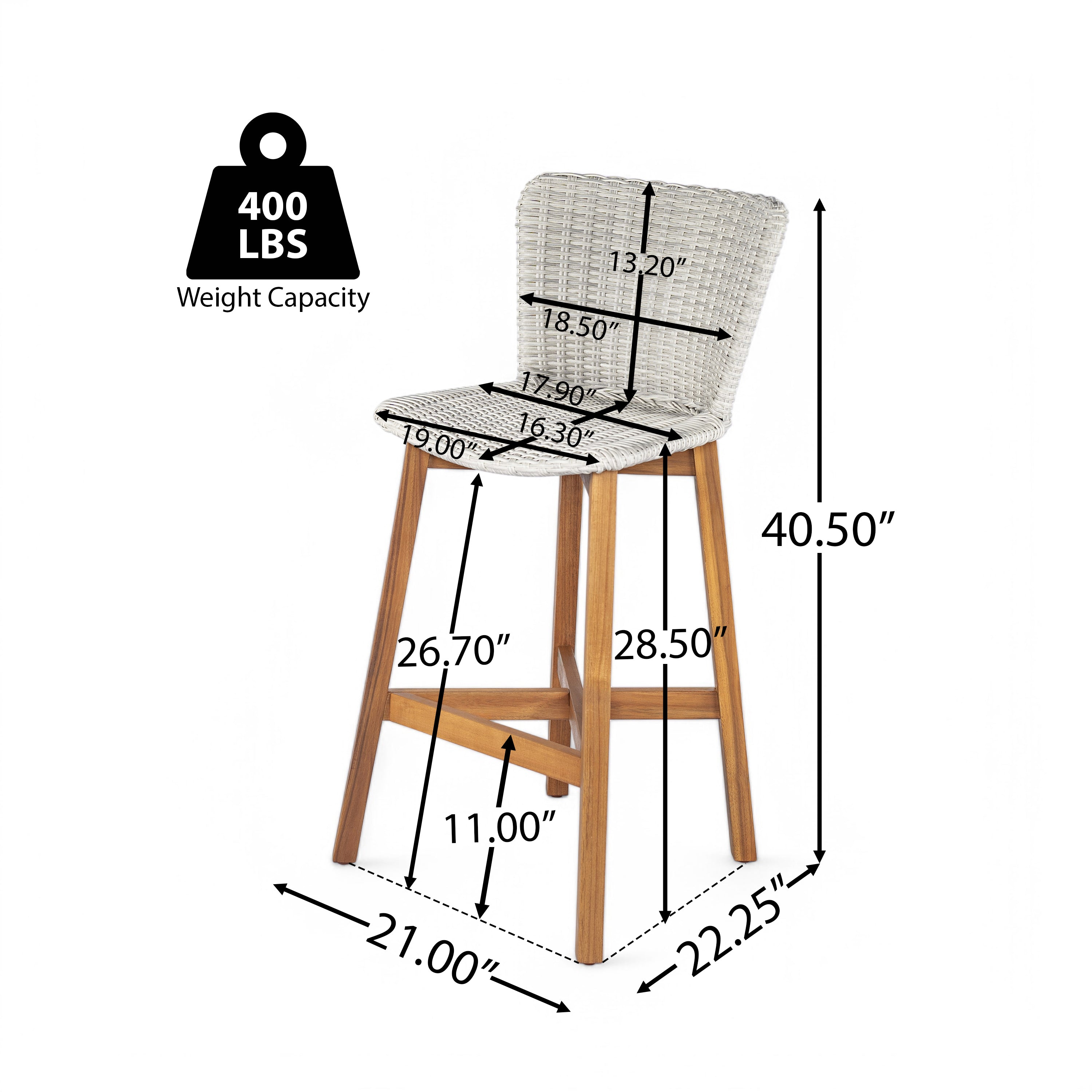 Lymington Outdoor Bar Stool Set Rattan Frame - Light Gray