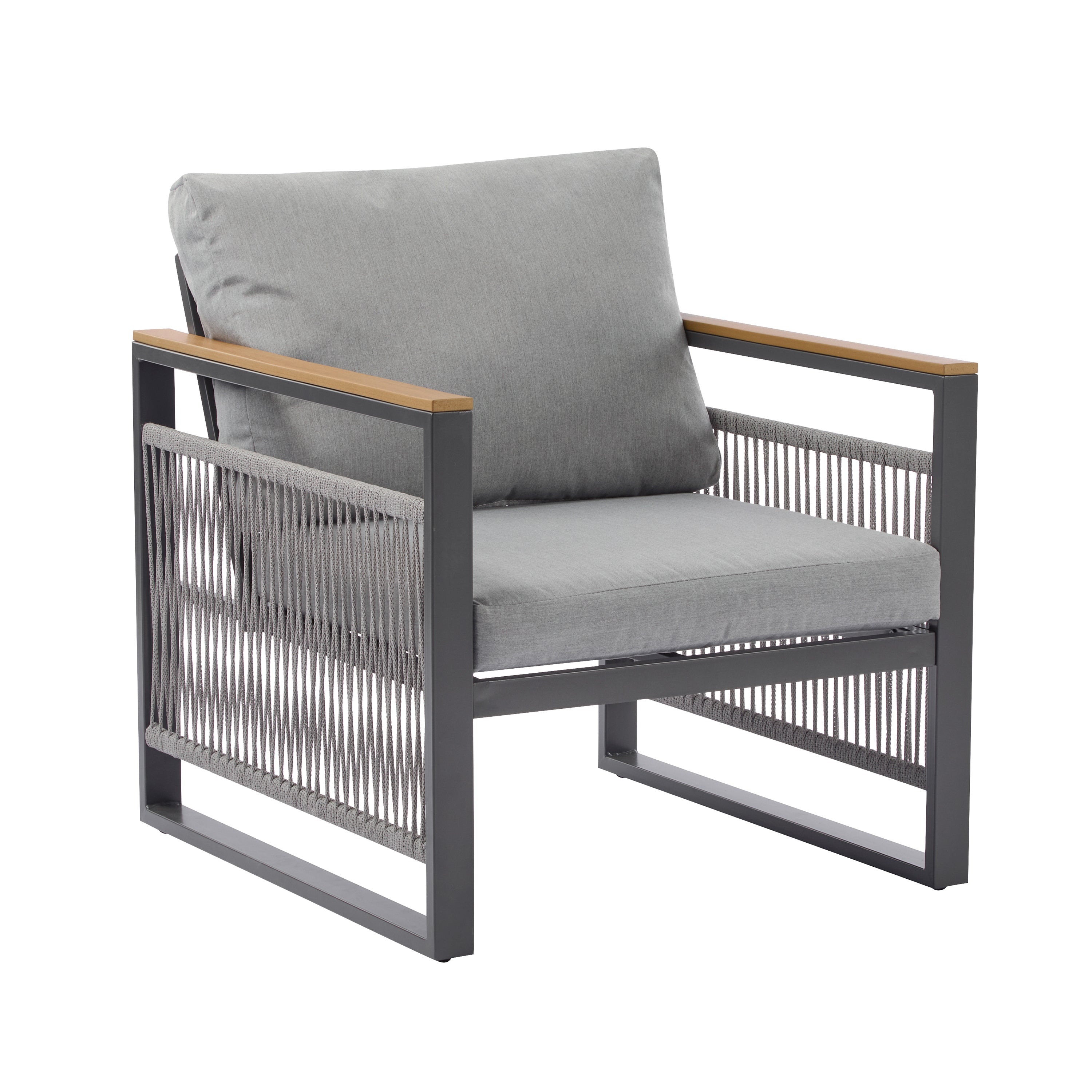 Outdoor Sofa Set Cushioned Seating - Gray