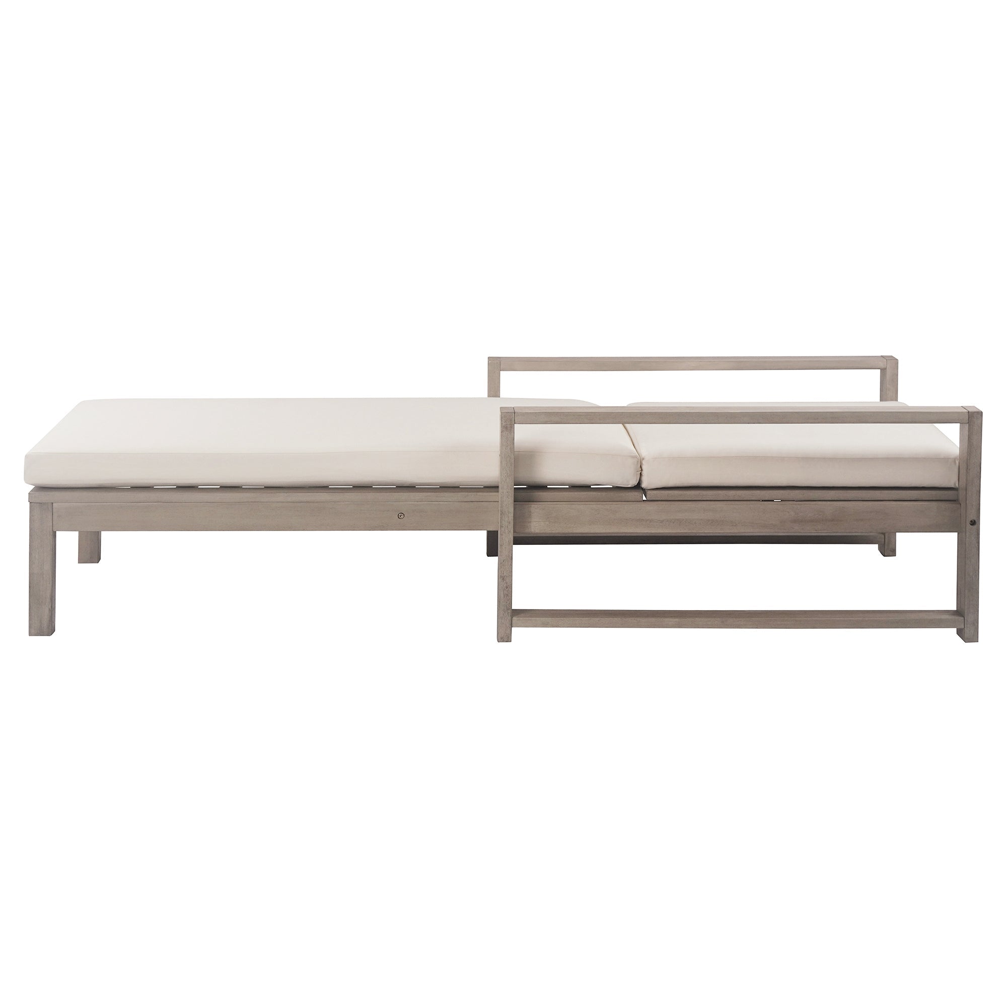 Trexm Outdoor Chaise Lounge Set Adjustable Back - Gray