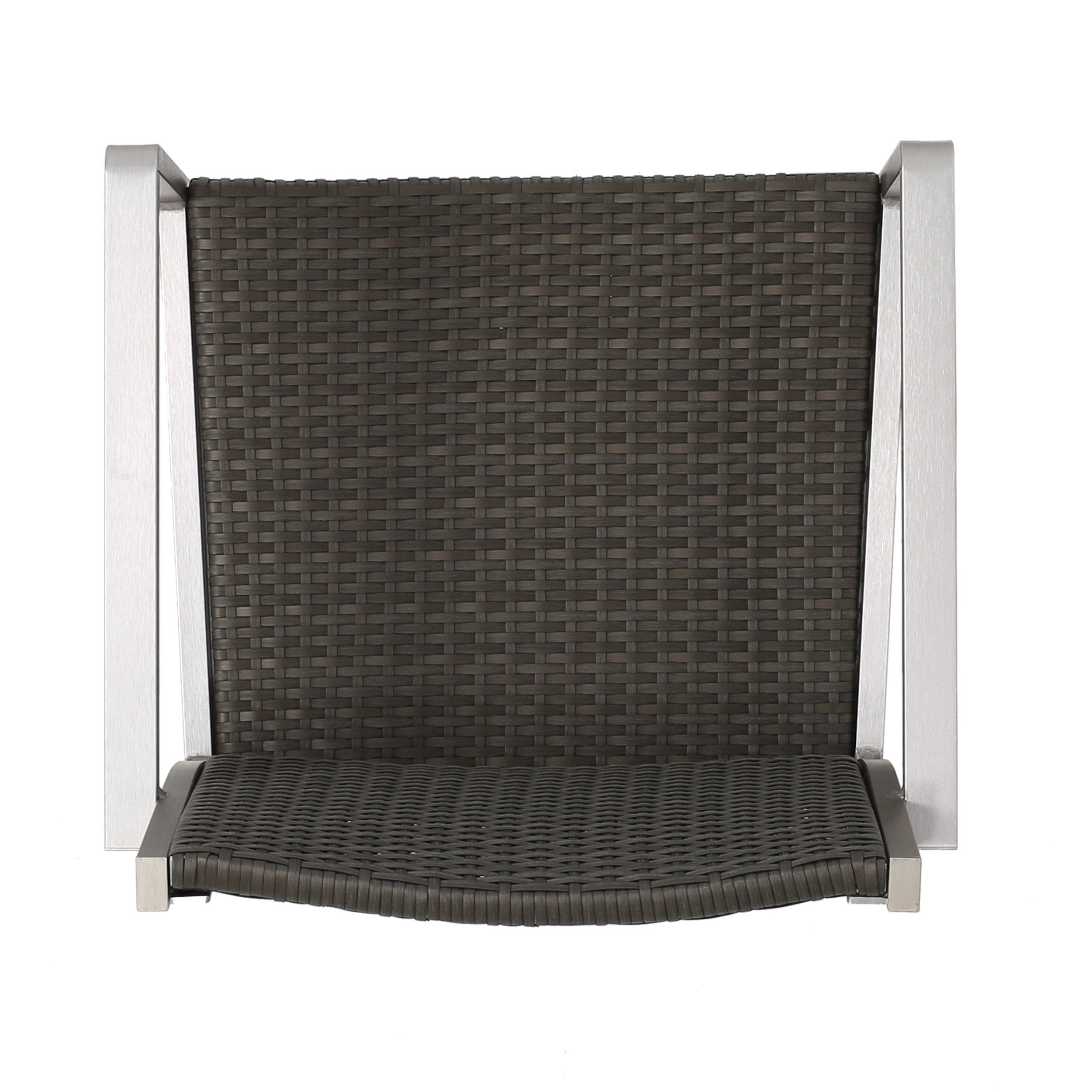Rust-Proof Outdoor Bar Stool Rattan Frame - Silver