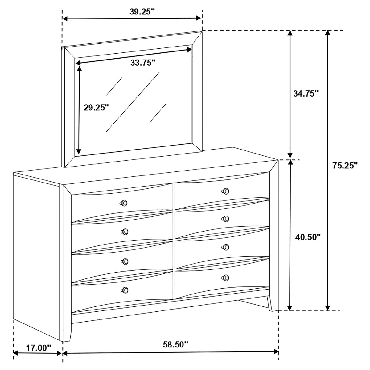Briana Dresser with Mirrors