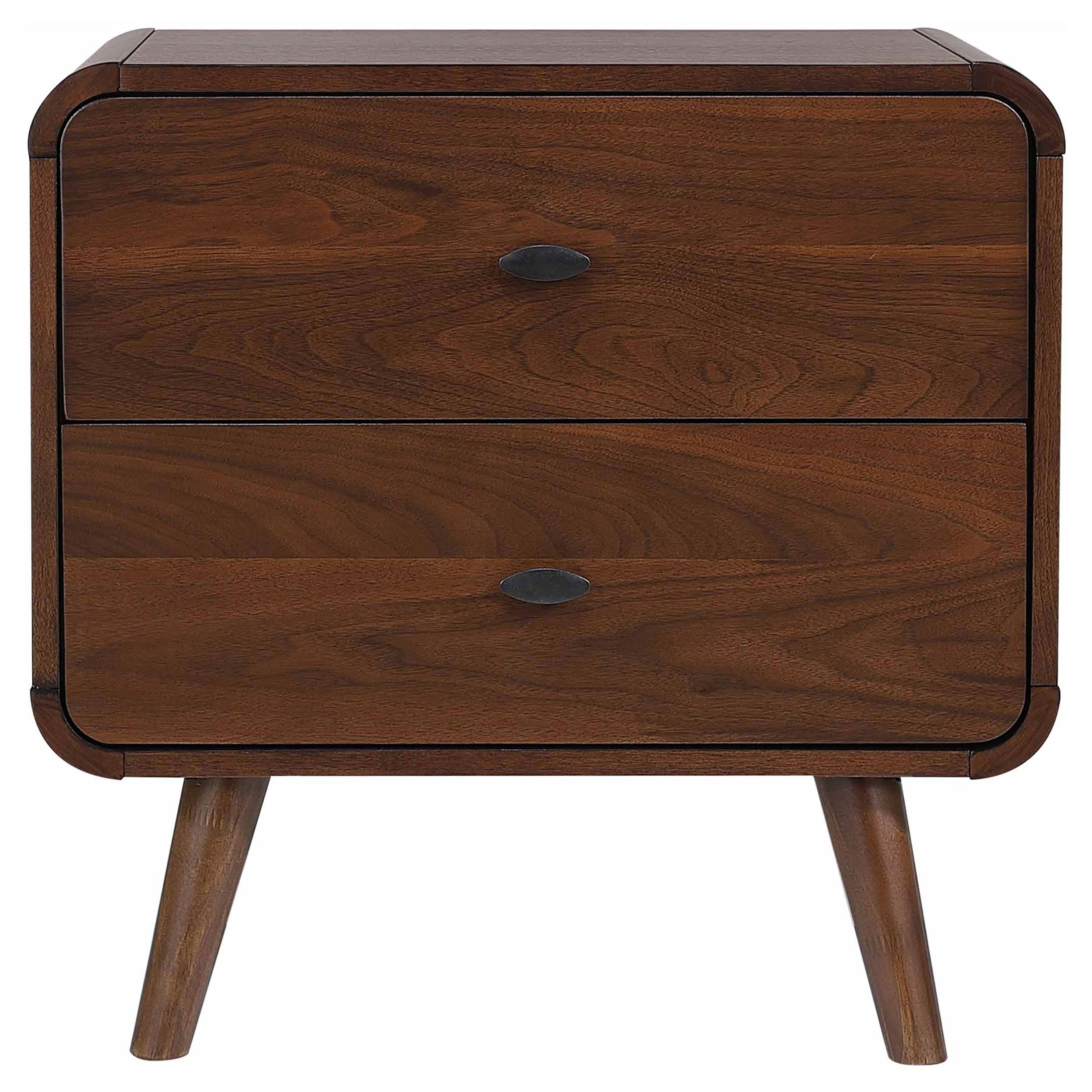 Robyn 2-drawer Walnut Nightstand Bedside Table