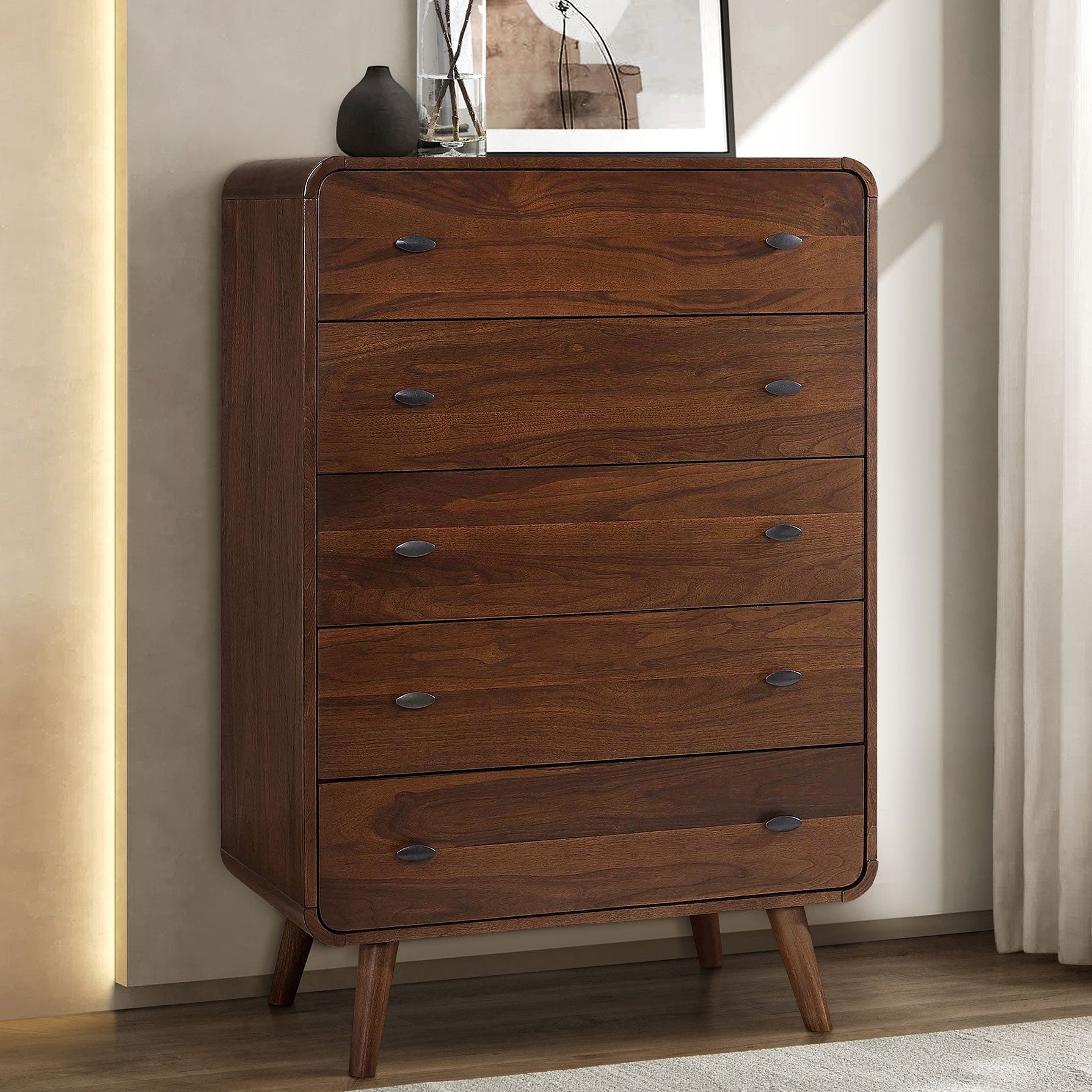 Robyn 5-drawer Dark Walnut Bedroom Chest of Drawers