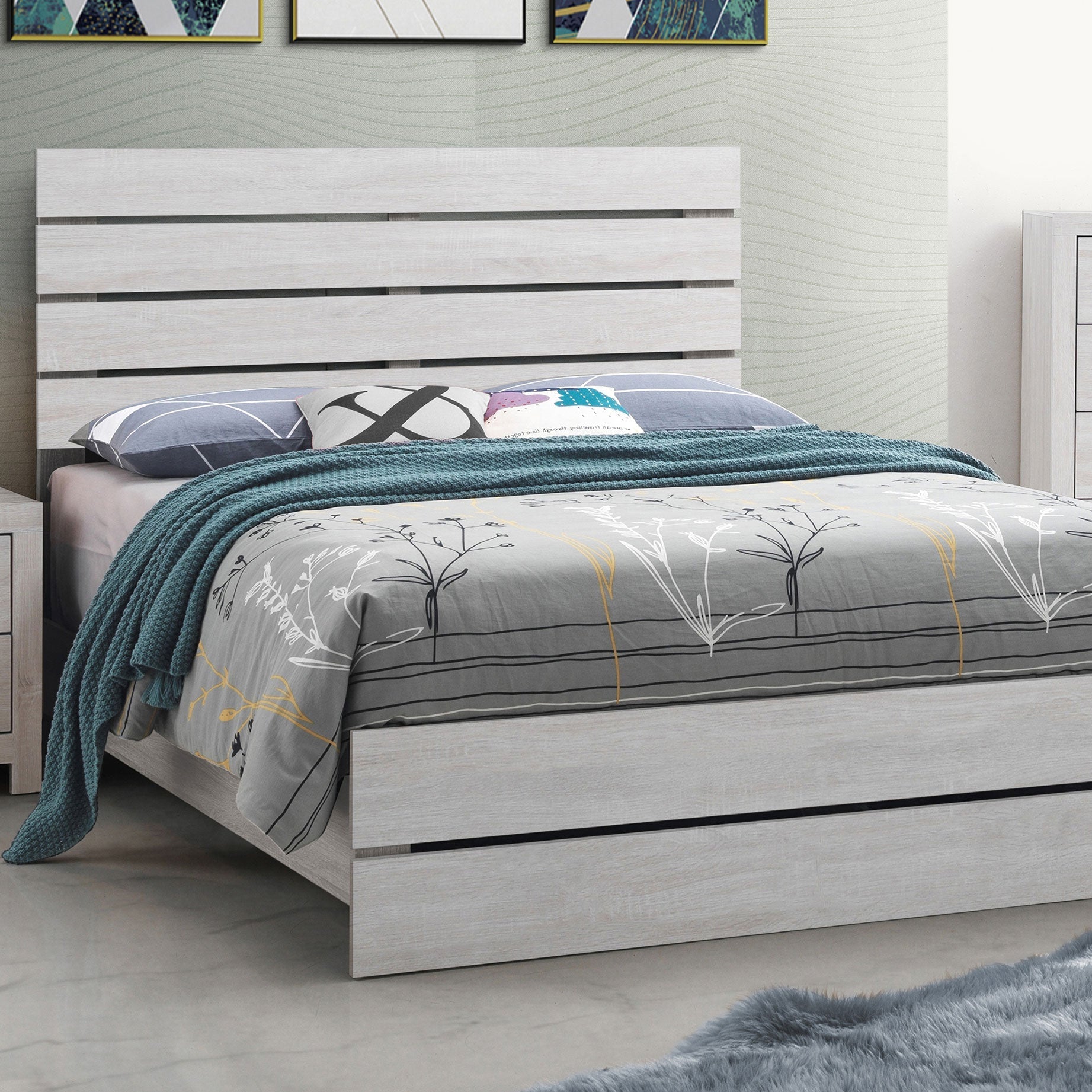 Brantford Wood Panel Bed Coastal White