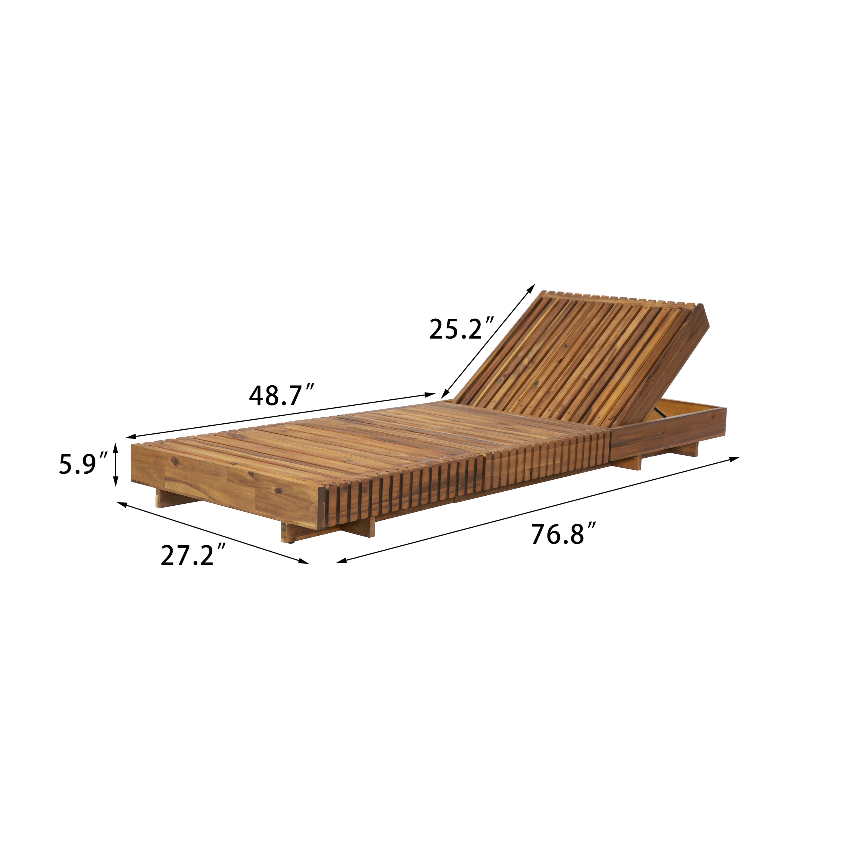 Chaise Outdoor Chaise Lounge Adjustable Back - Teak