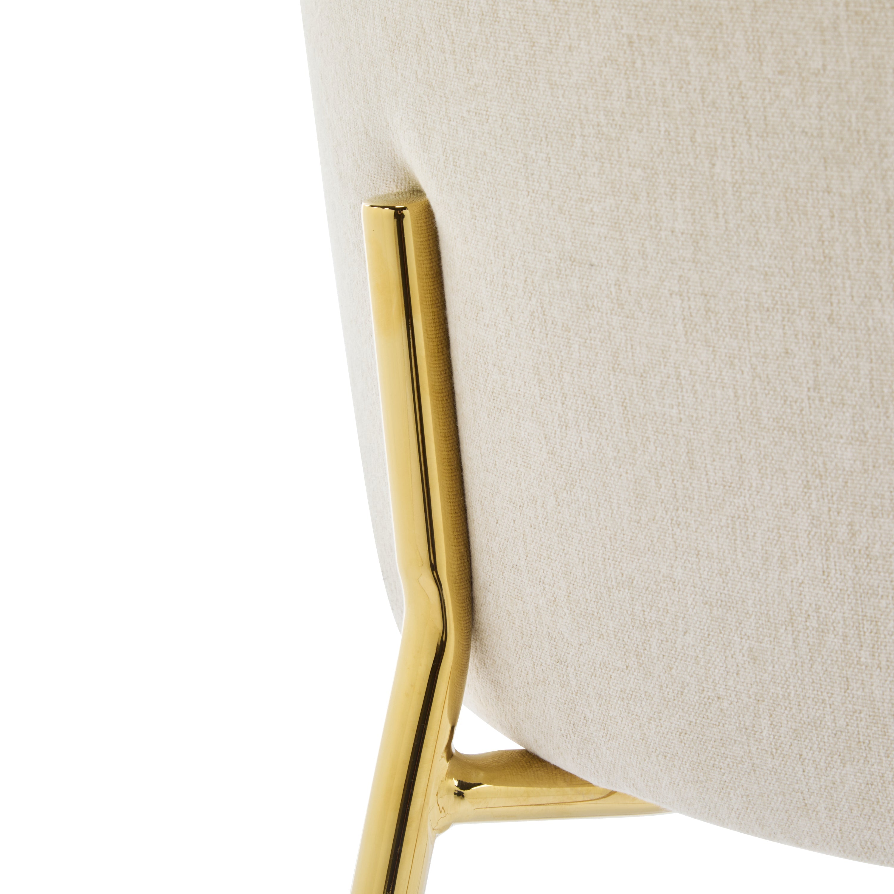 Kira Indoor Upholstered Bar Stool Set of 2, Beige Fabric with Metal Frame and Gilded Legs