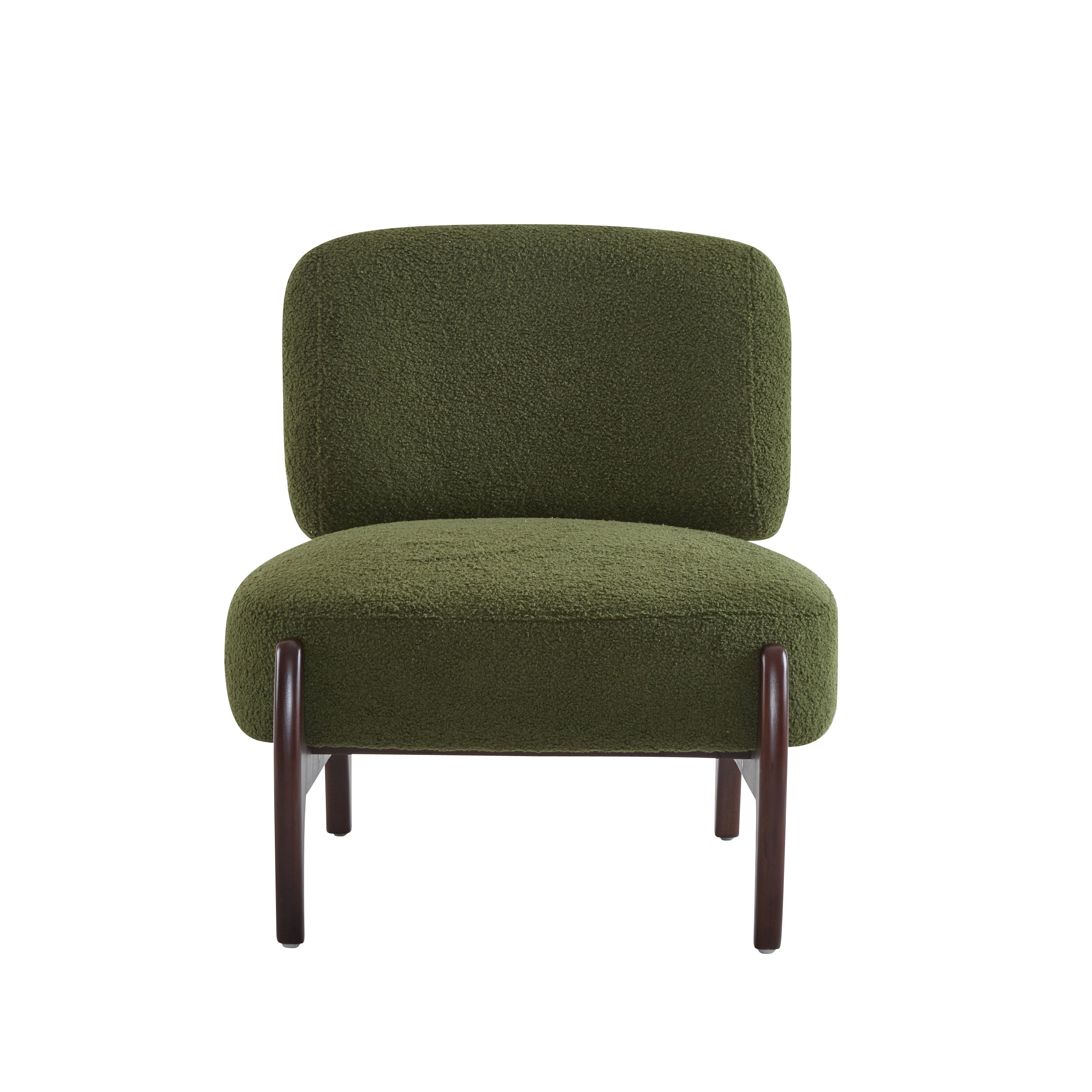 Easton Green Modern Boucle Lounge Chair with Solid Wood Frame