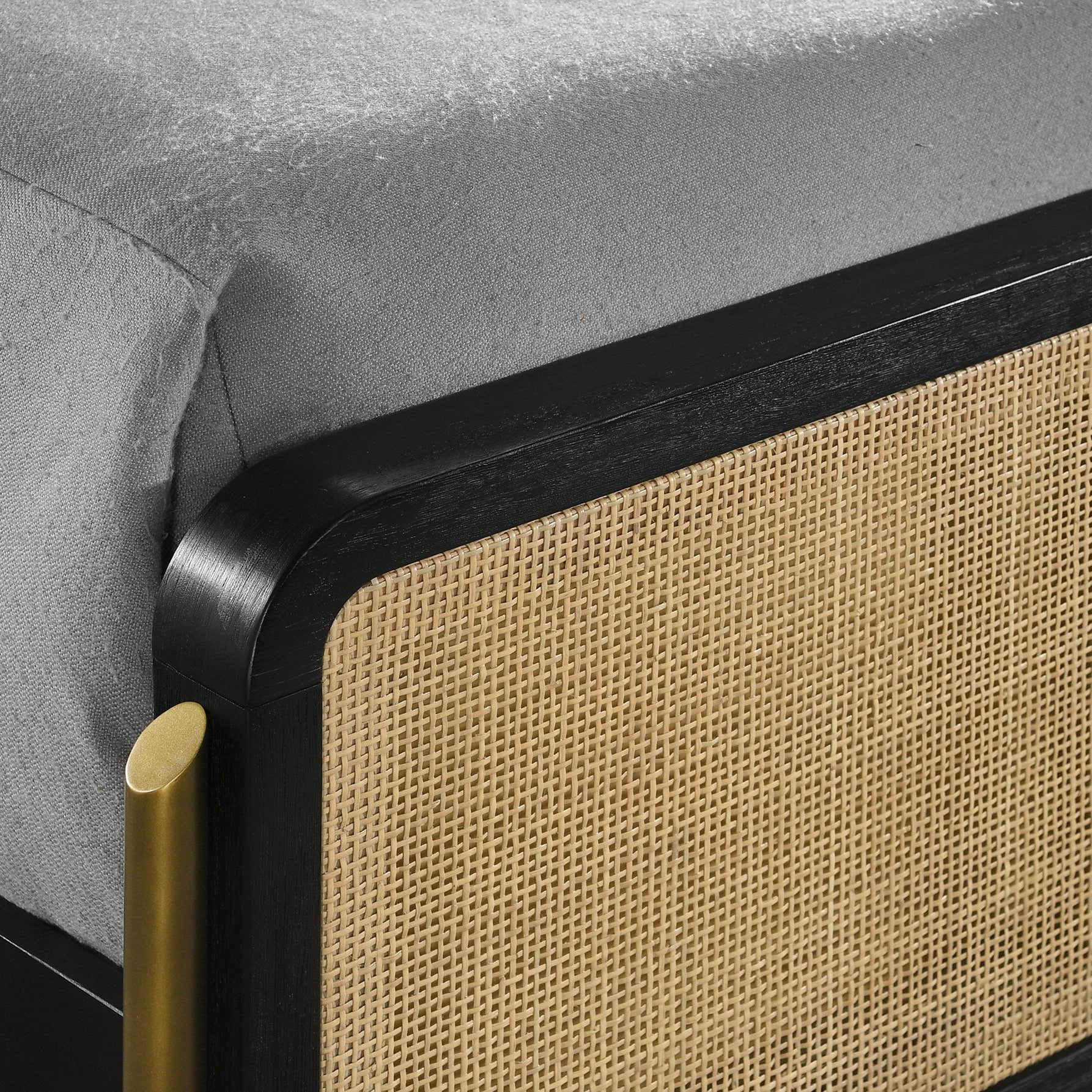 Arini Rattan Panel Bed Black and Natural