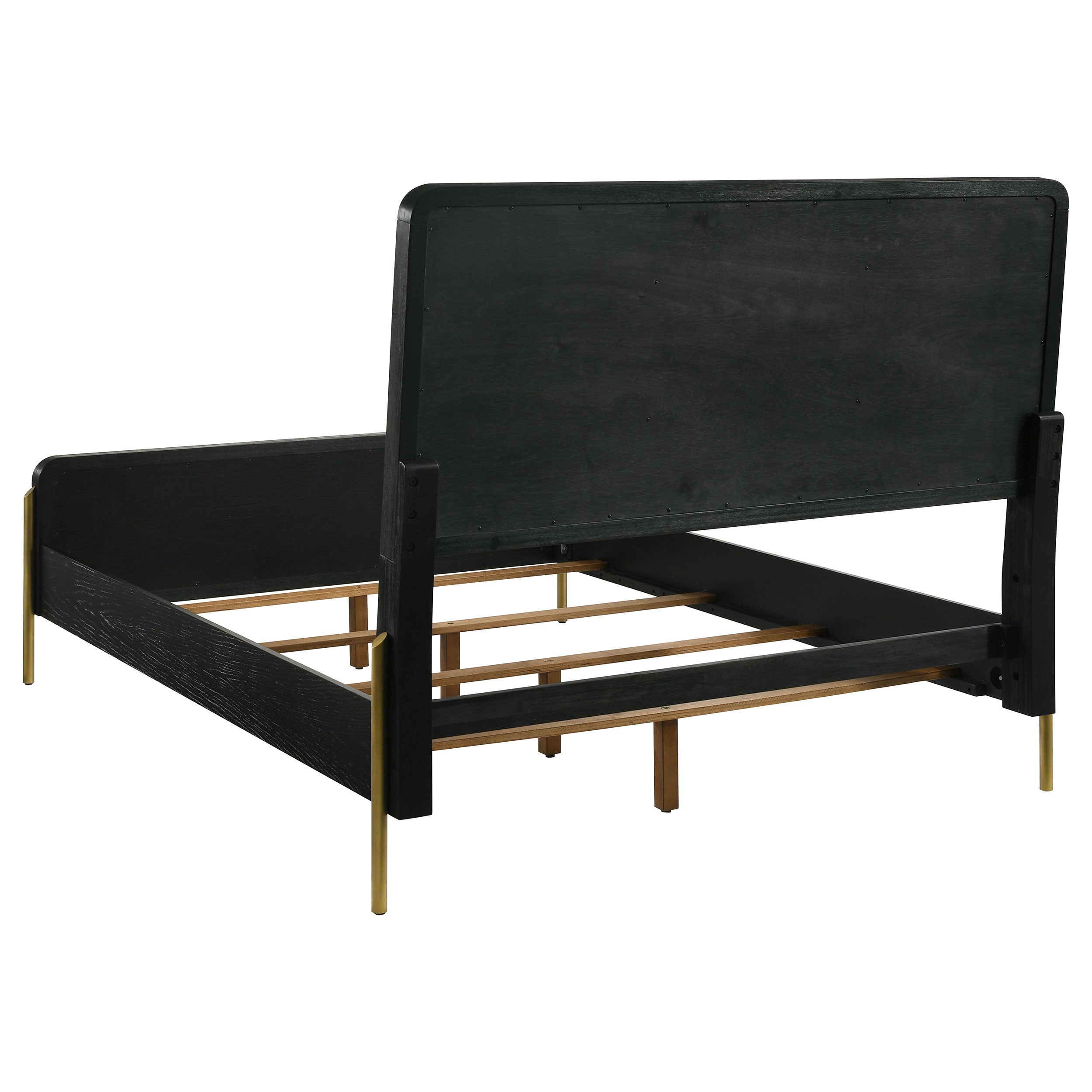 Arini Rattan Panel Bed Black and Natural