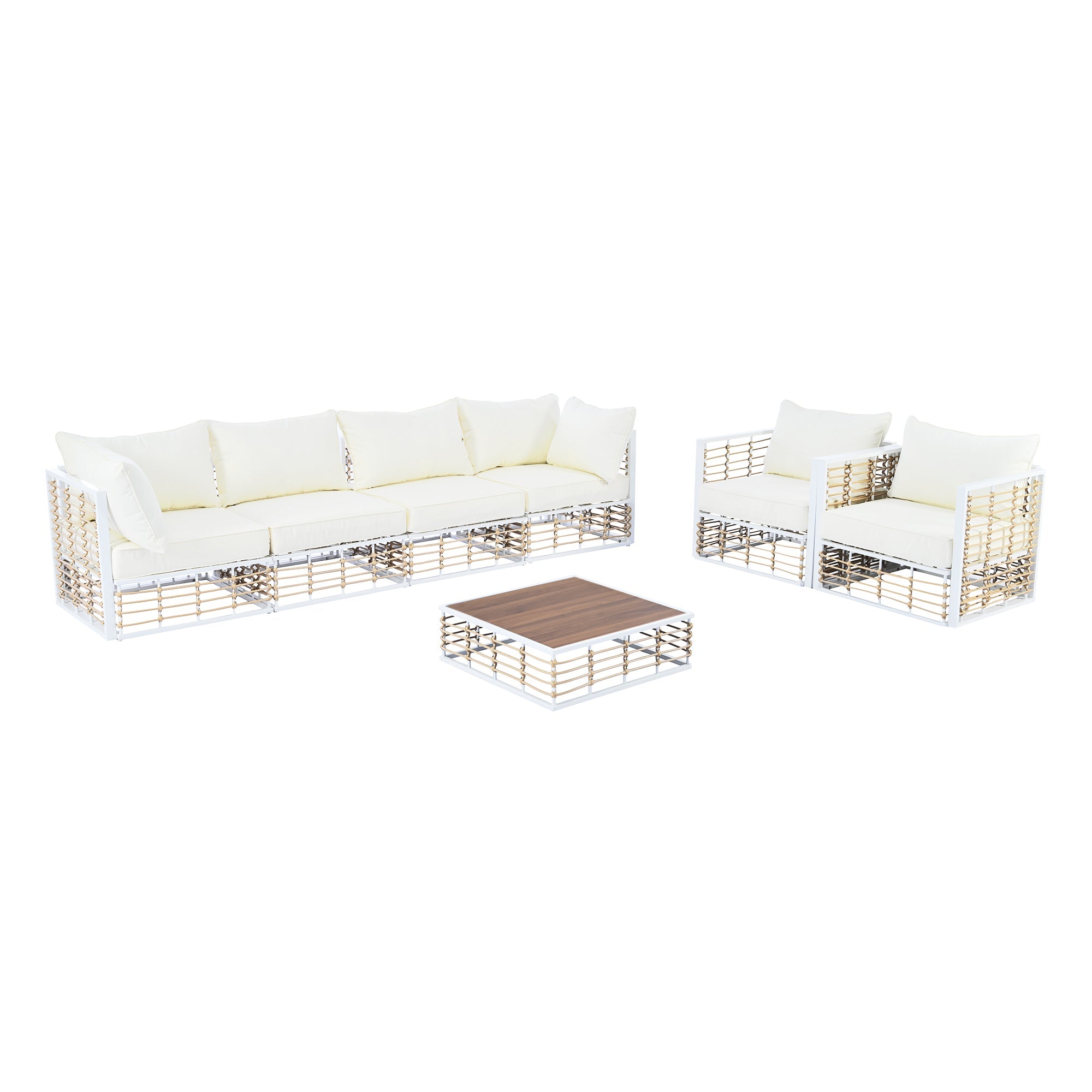 Topmax Outdoor Sectional Set Cushioned Seating - White