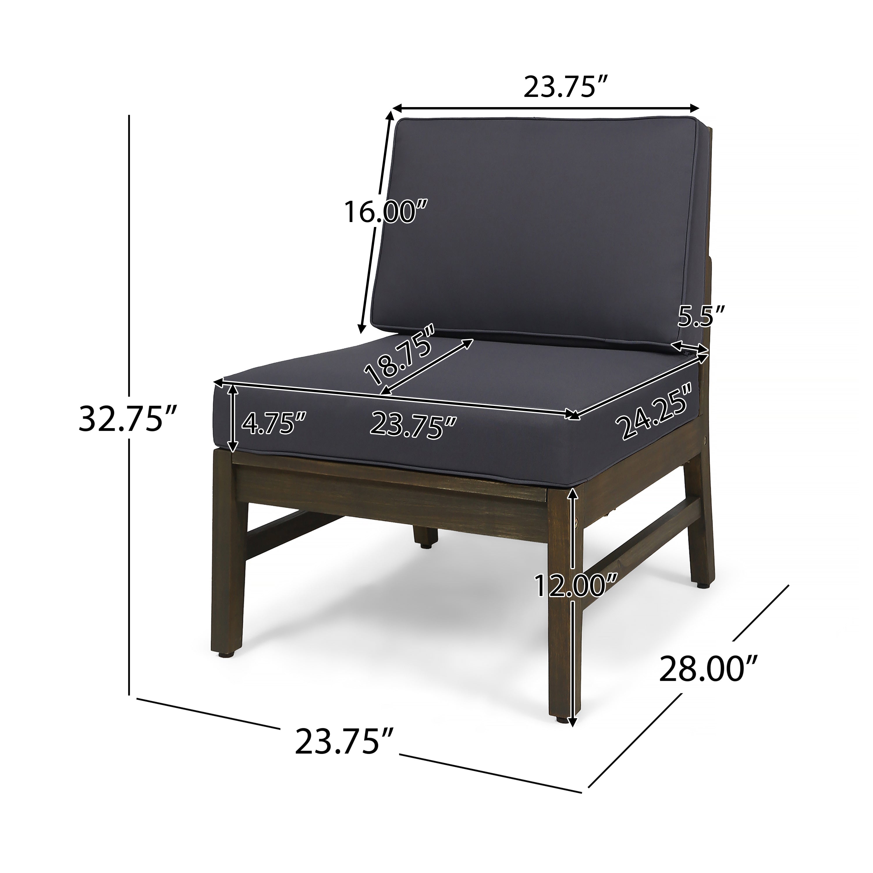 Perla Outdoor Sofa Set Patio Seating - Dark Gray