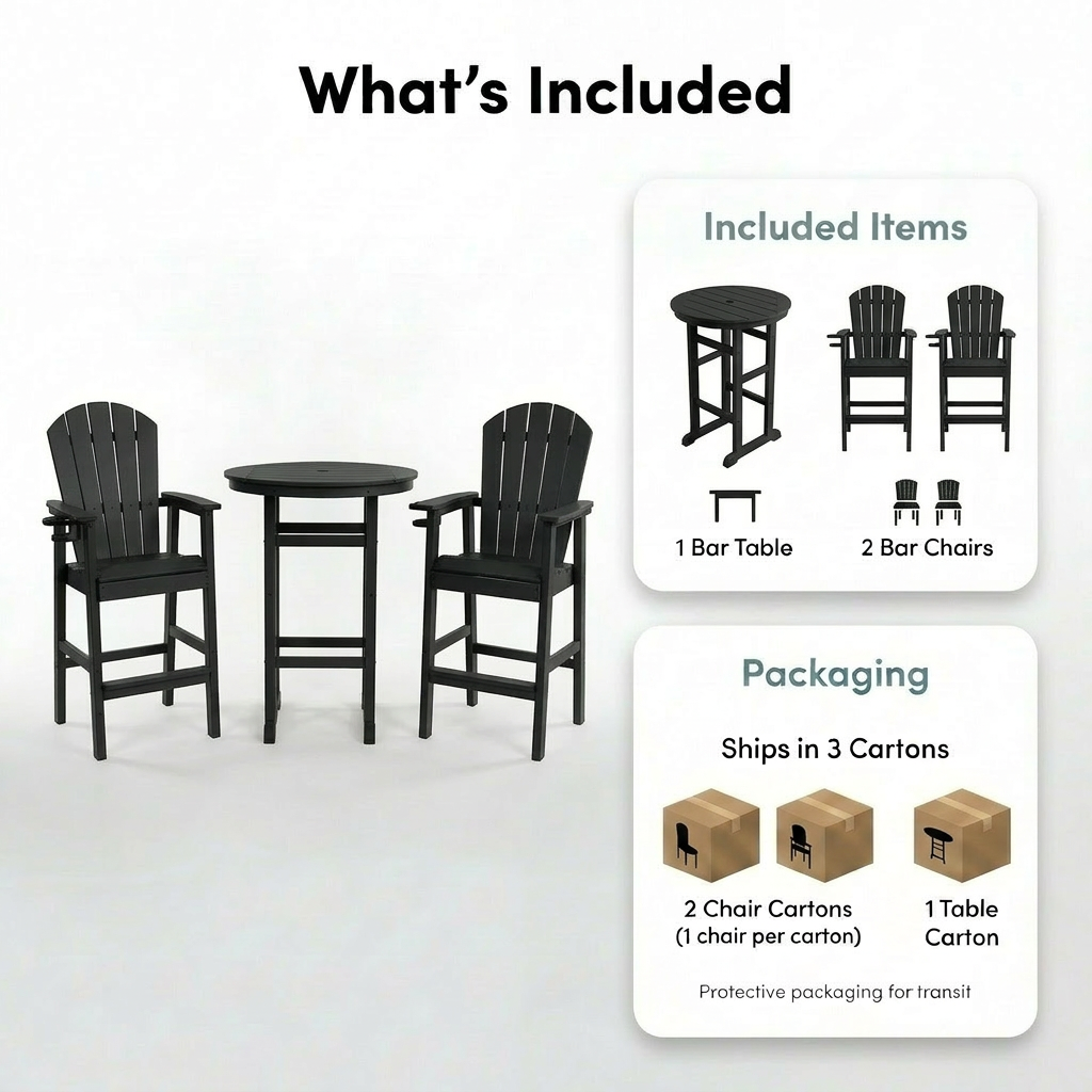 Hdpe Outdoor Bistro Set HDPE Frame - Black