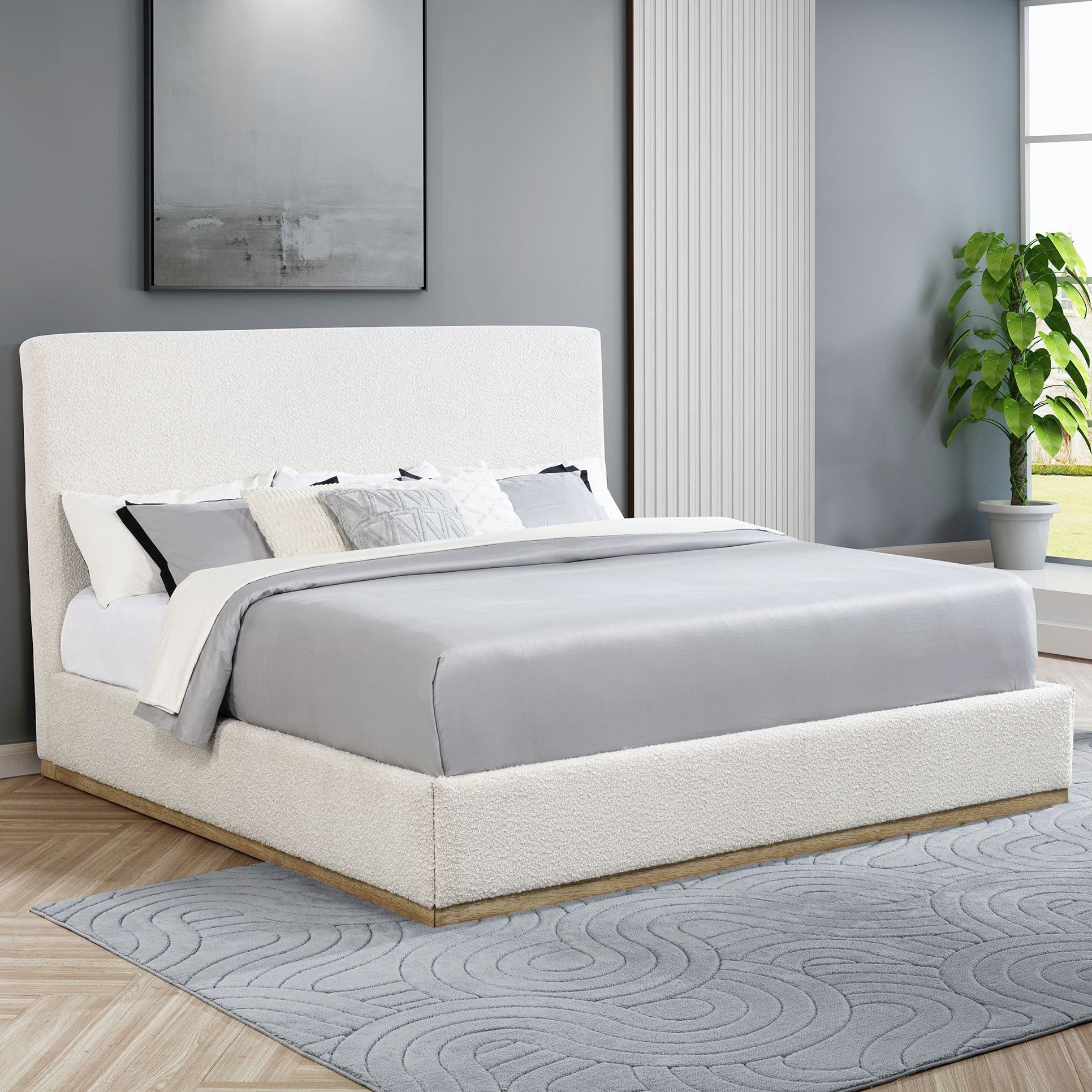 Knox Upholstered Panel Bed Cream