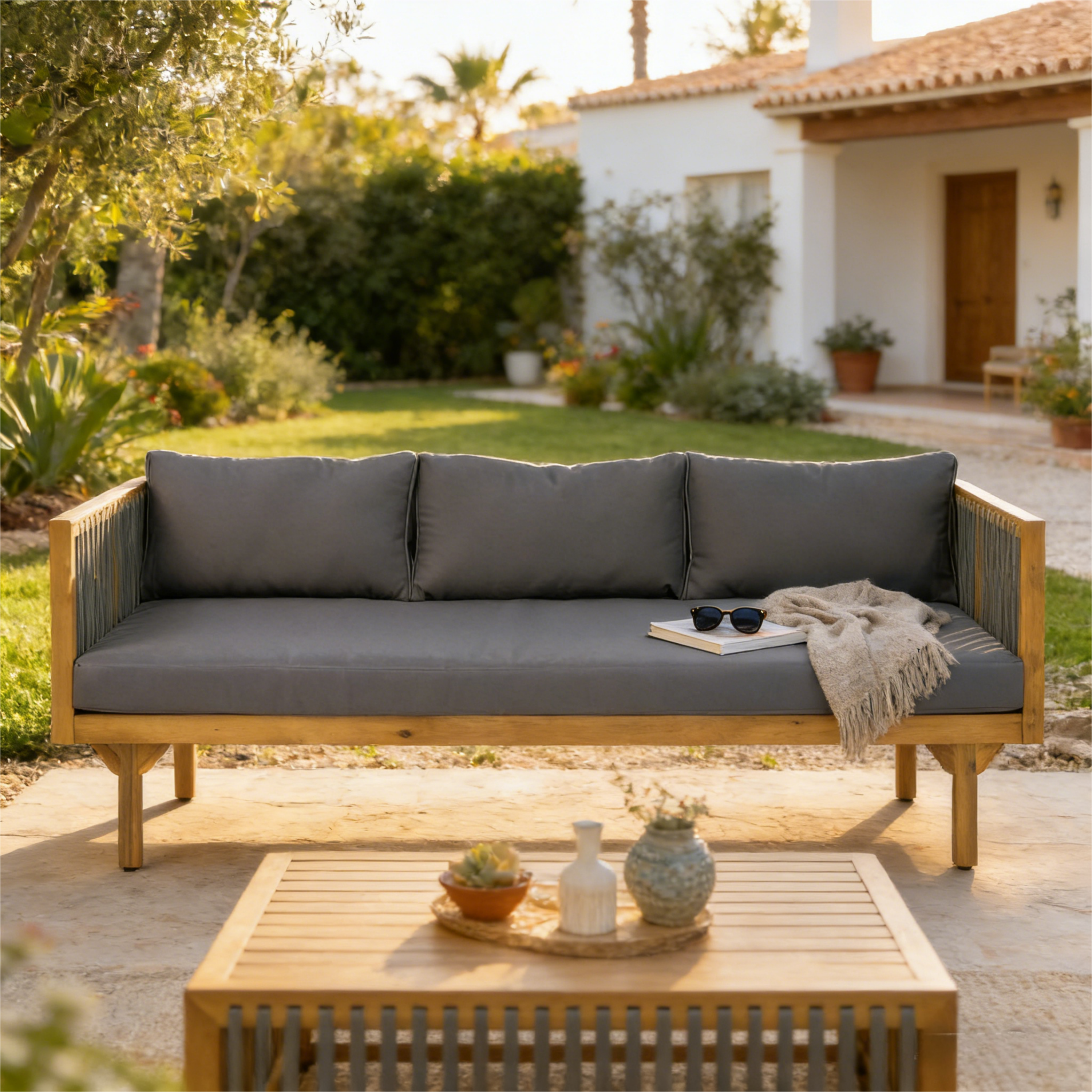 Outdoor Sofa Water-Resistant Cushions - Teak