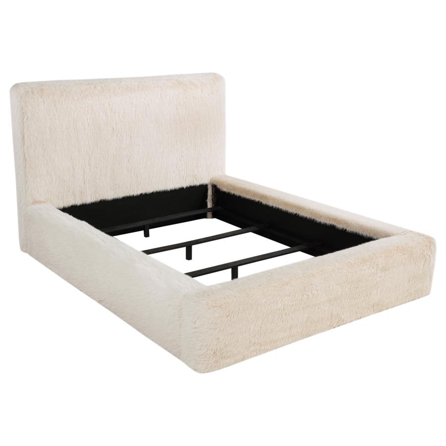 Rebecca Cream Faux Fur Upholstered King Bed