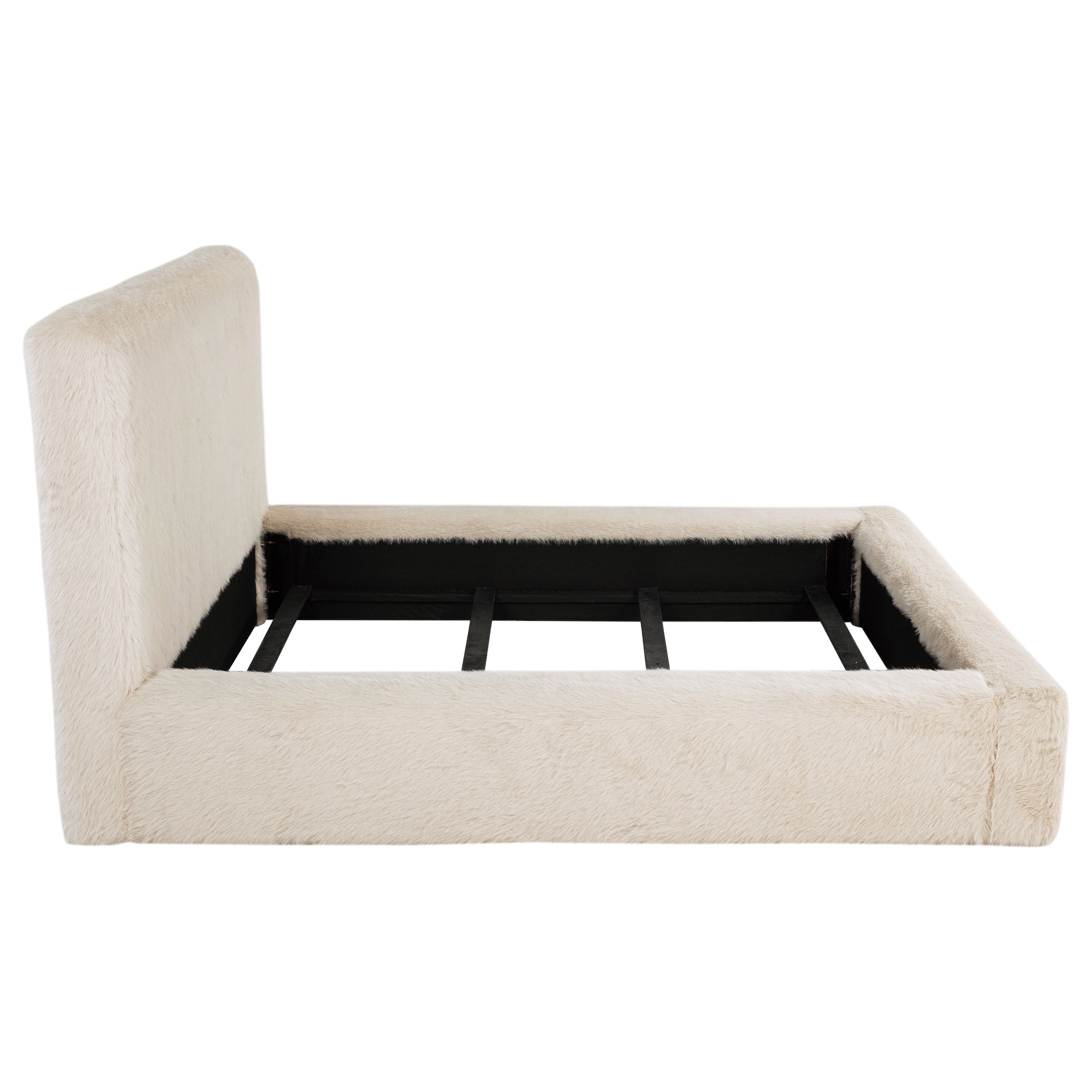 Rebecca Cream Faux Fur Upholstered King Bed
