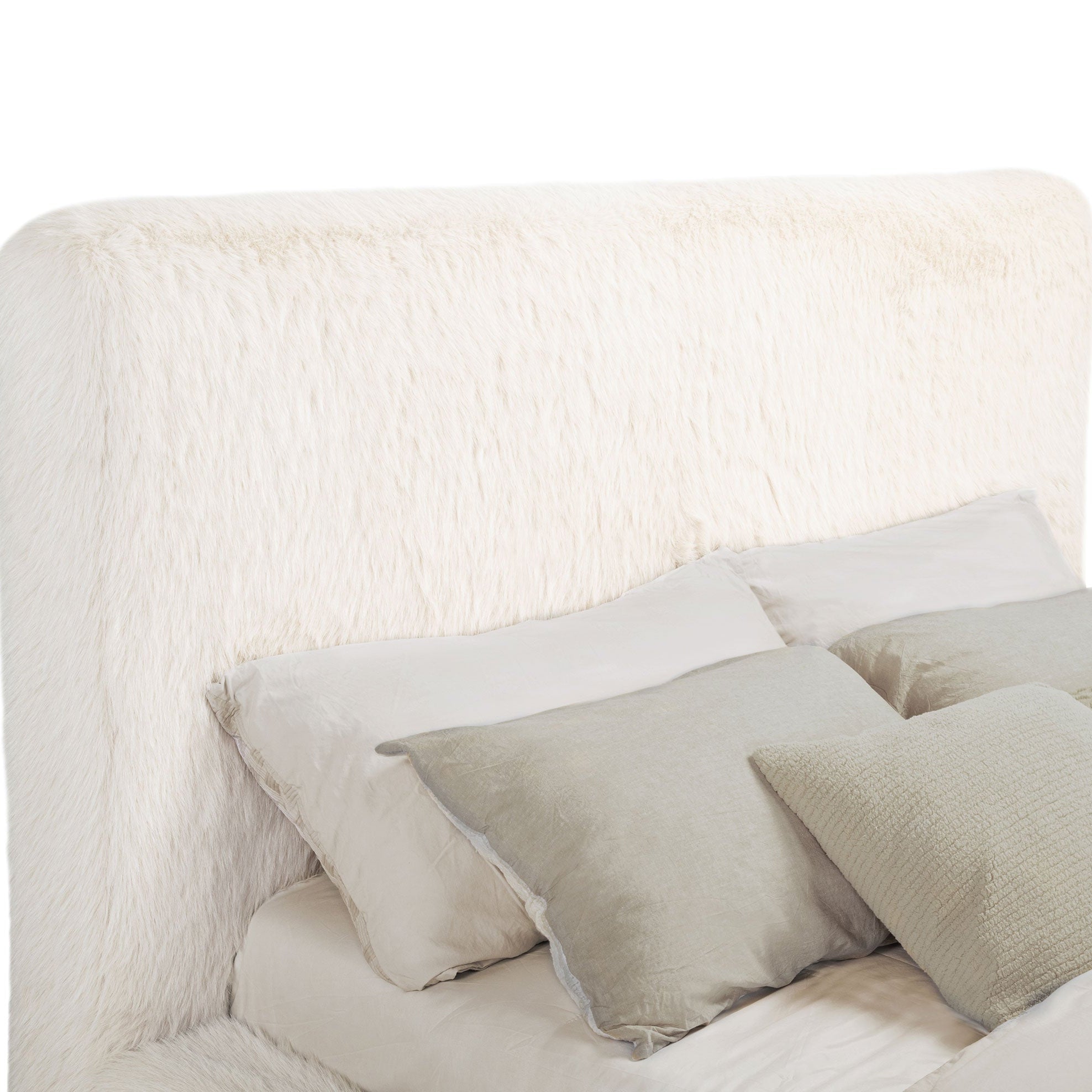 Rebecca Cream Faux Fur Upholstered King Bed