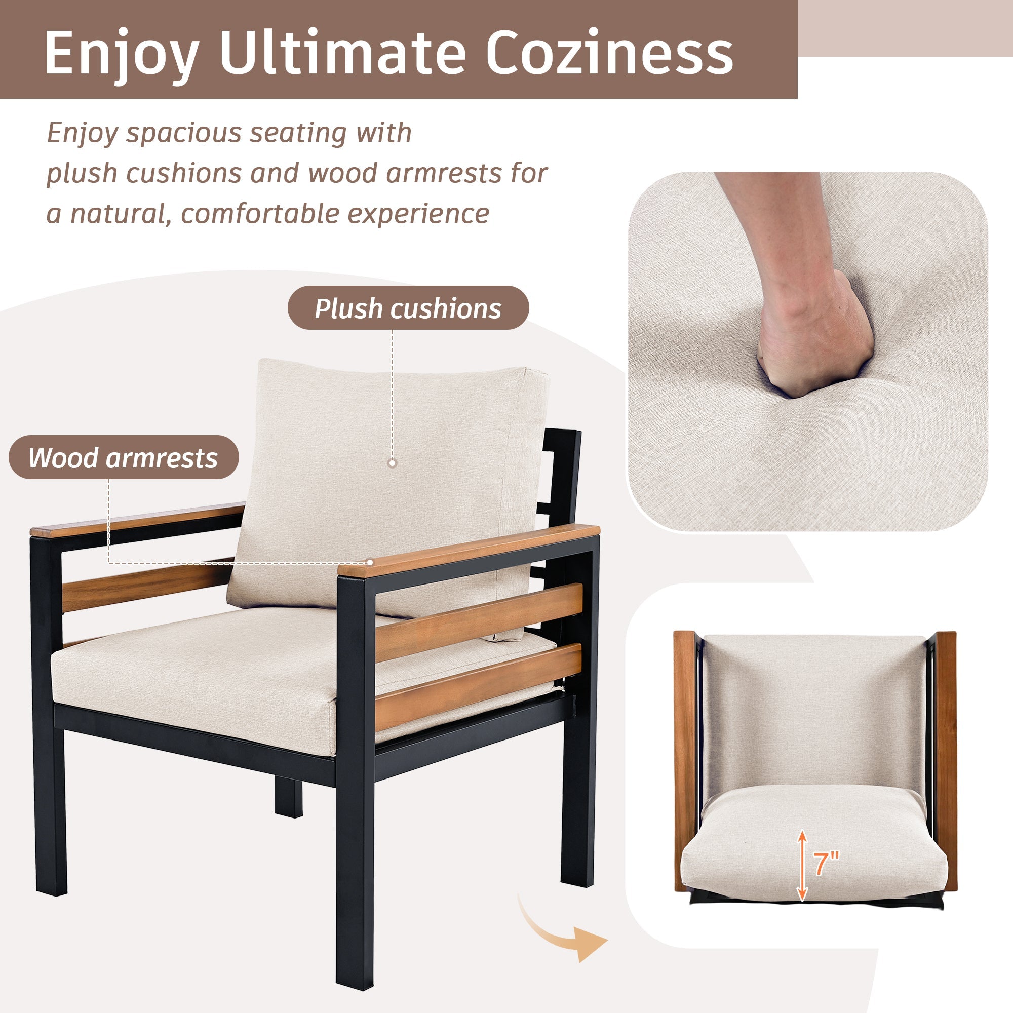 Go Outdoor Coffee Table Cushioned Seating - Beige