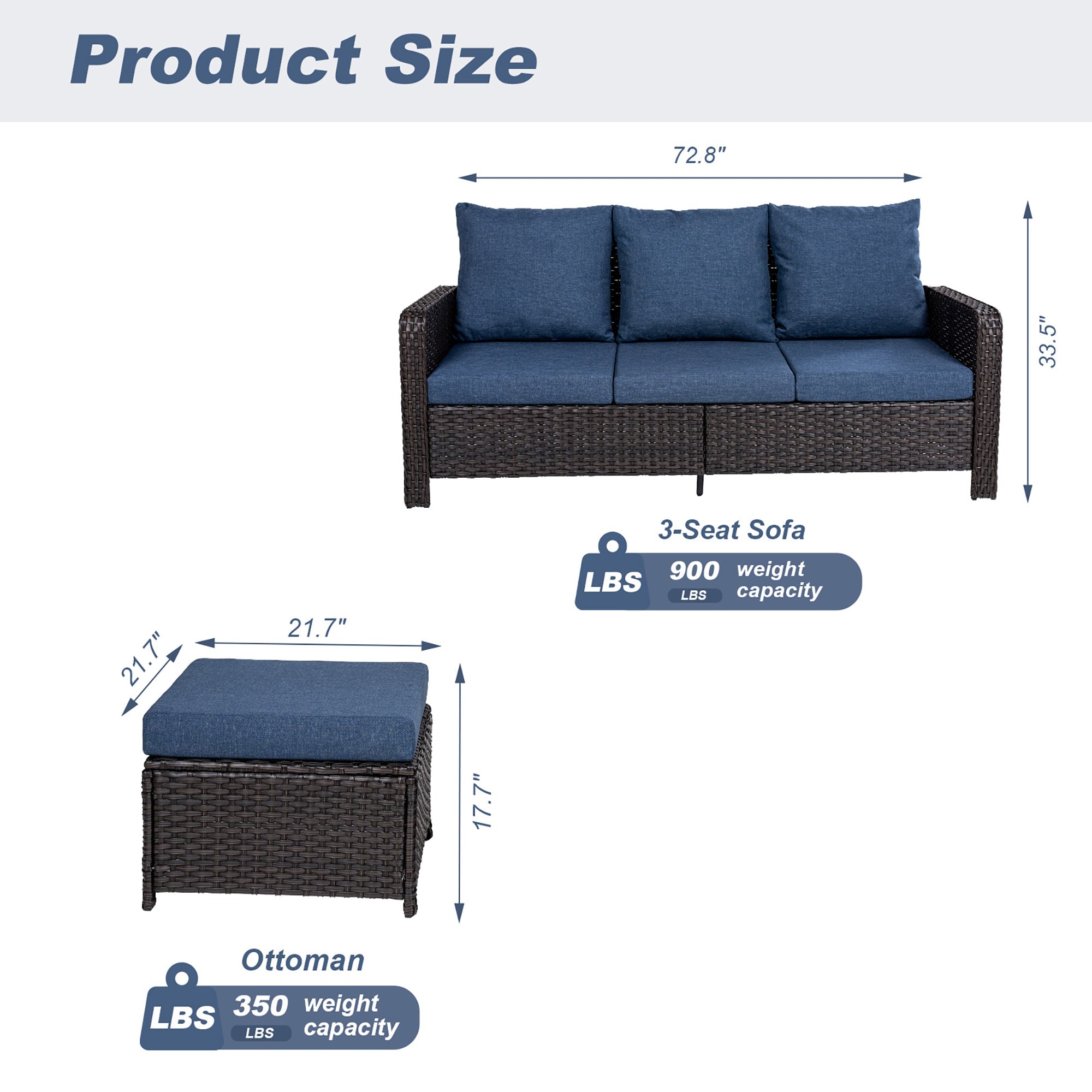 Woven Outdoor Sofa Rattan Frame