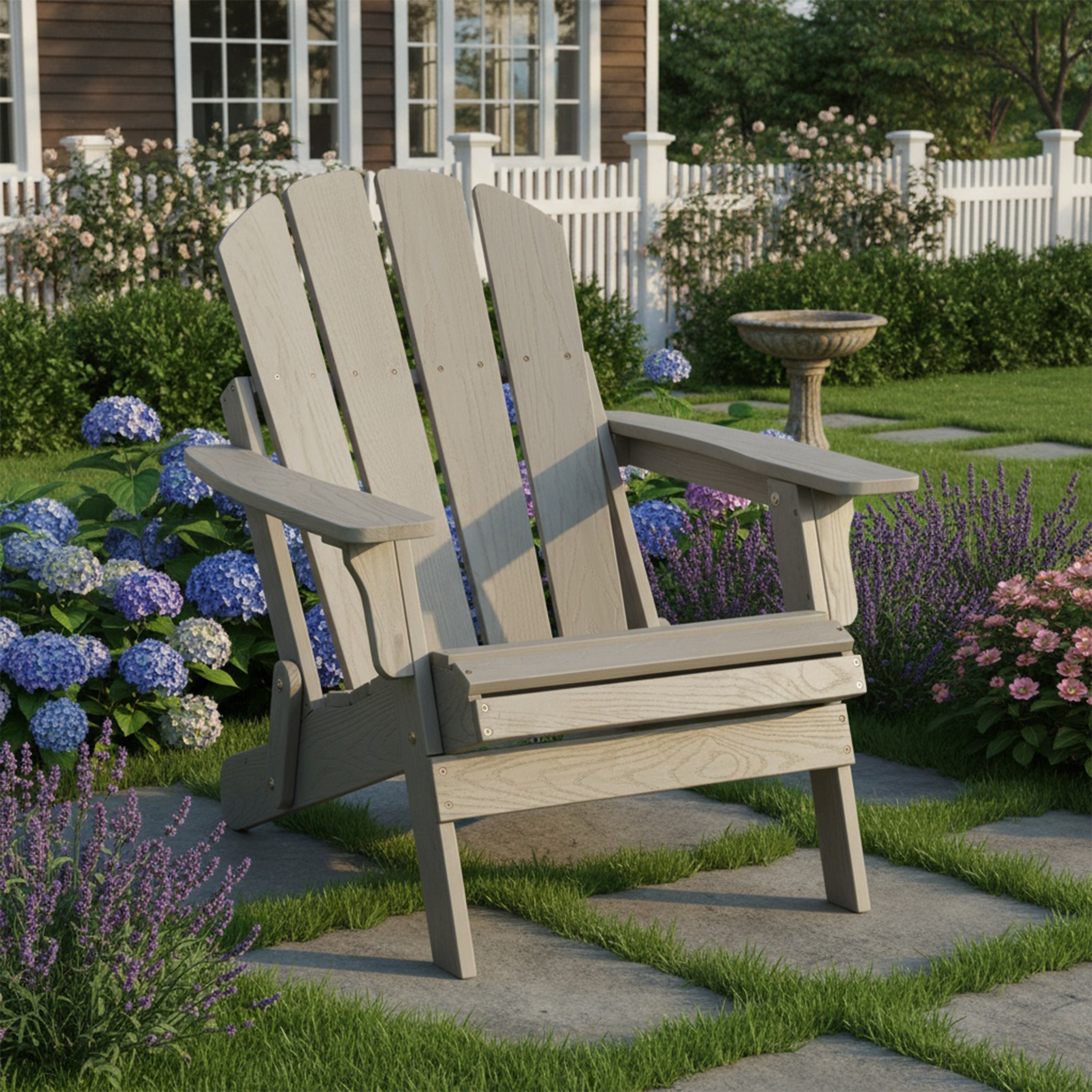 Oversize Outdoor Adirondack Chair Folding Design - Gray