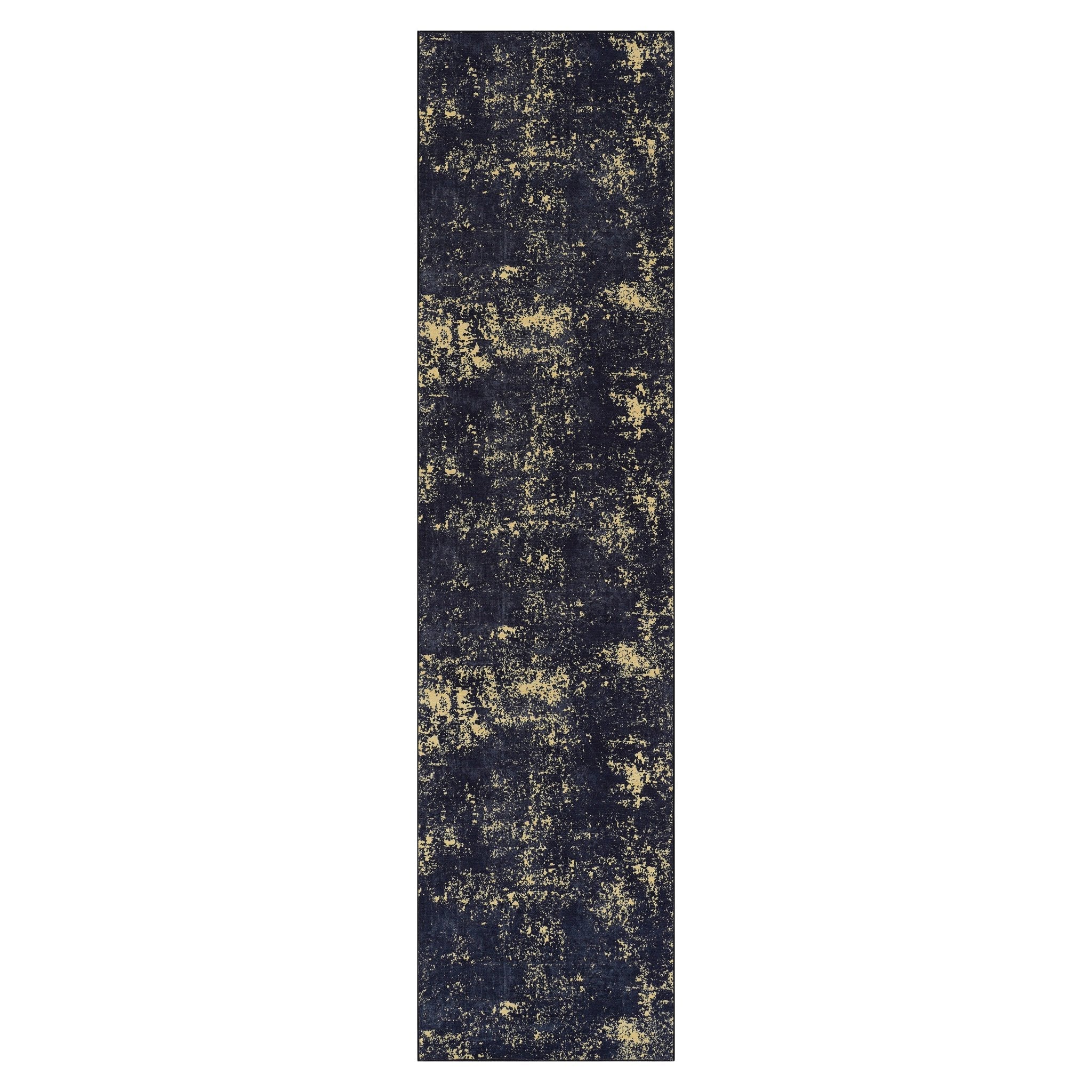 Layla 8' x 10' Black/Gold Machine Washable Low-Pile, Non-Slip, Non-Shedding, Foldable, Kid & Pet Friendly Area Rug