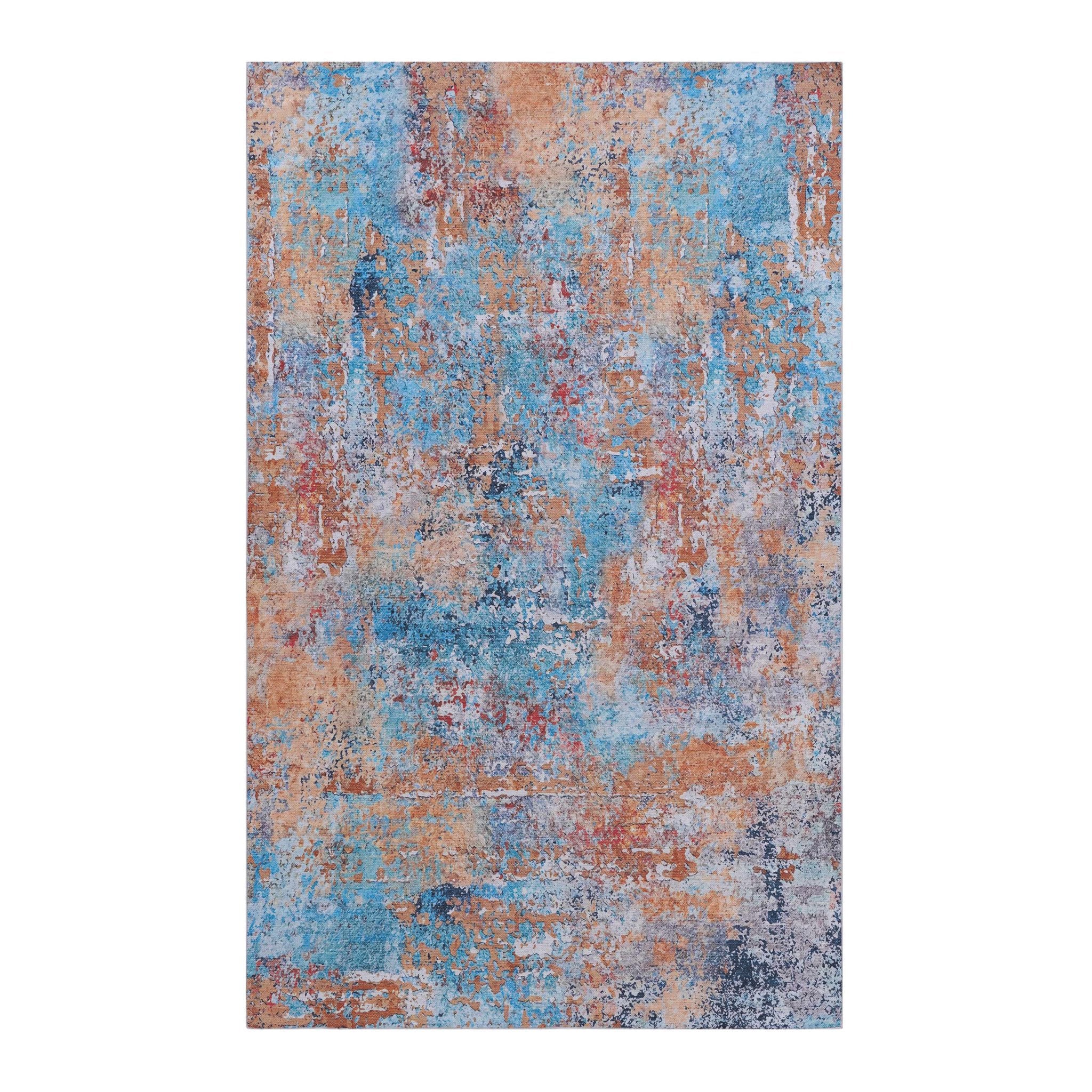 Layla 8' x 10' Multi Color Machine Washable Low-Pile, Non-Slip, Non-Shedding, Foldable, Kid & Pet Friendly Area Rug