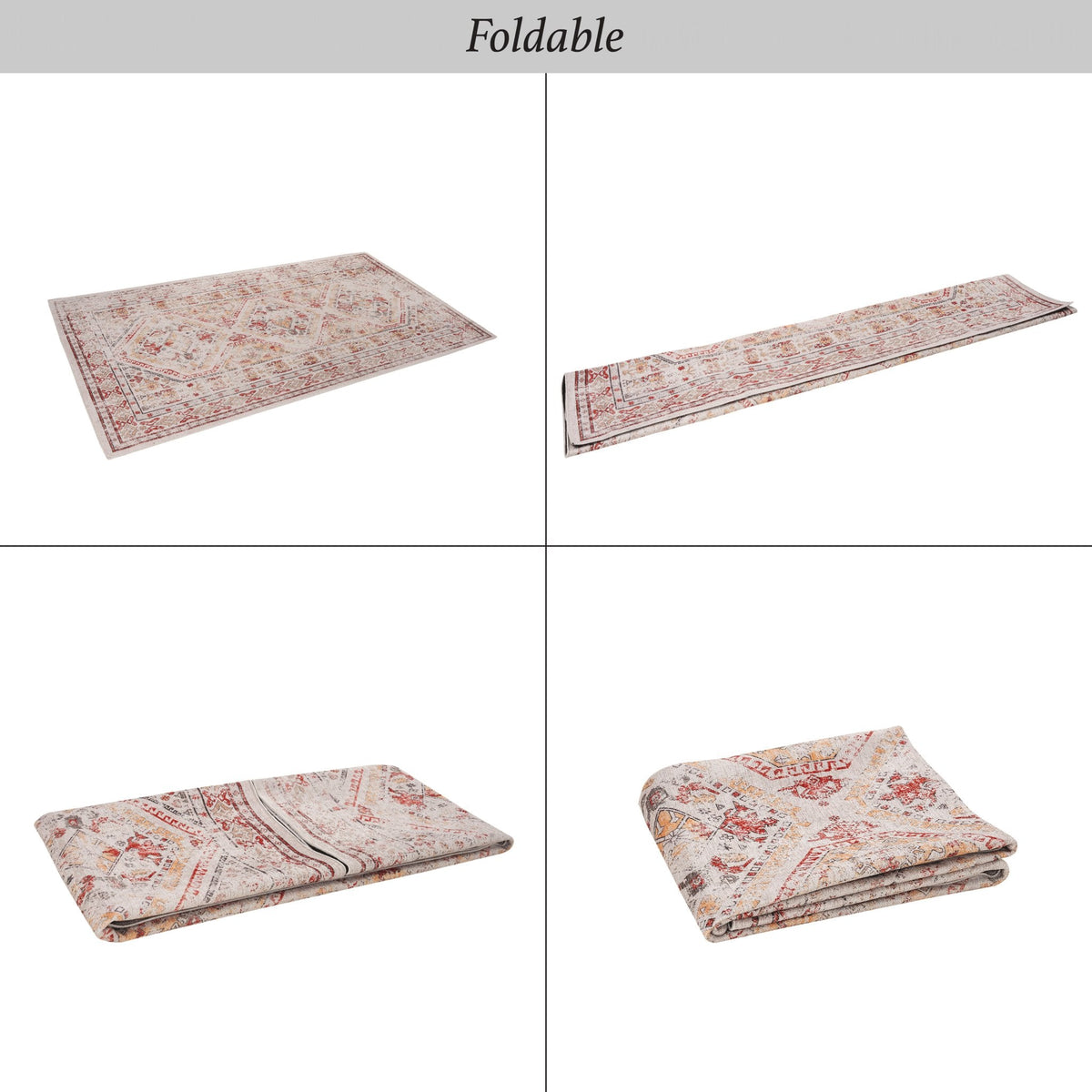 Kaden 8' x 10' Beige/ Machine Washable Low-Pile, Non-Slip, Non-Shedding, Foldable, Kid & Pet Friendly Area Rug