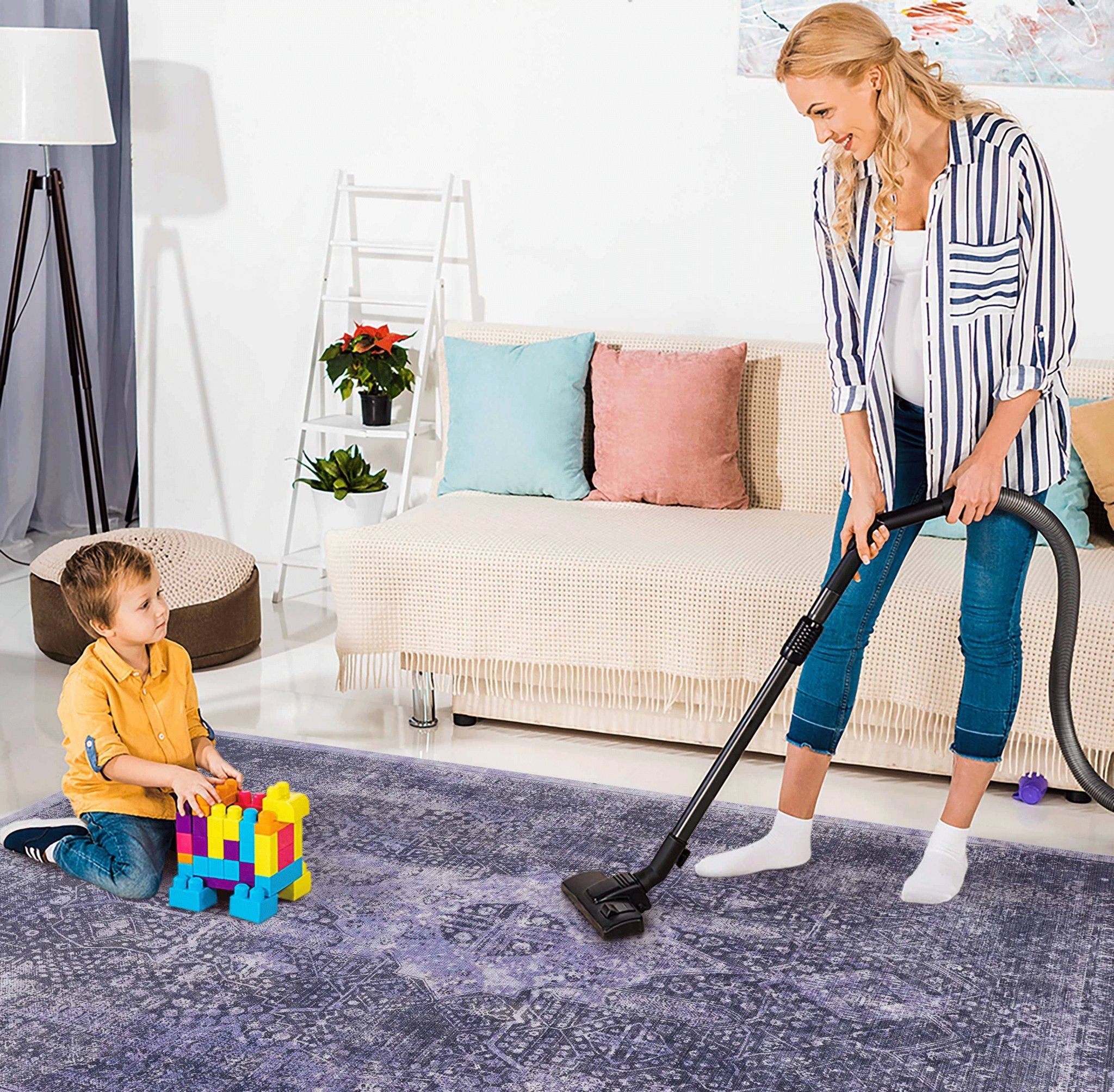 Bovi 9' x 12' Anthracite/ Machine Washable Low-Pile, Non-Slip, Non-Shedding, Foldable, Kid & Pet Friendly Area Rug