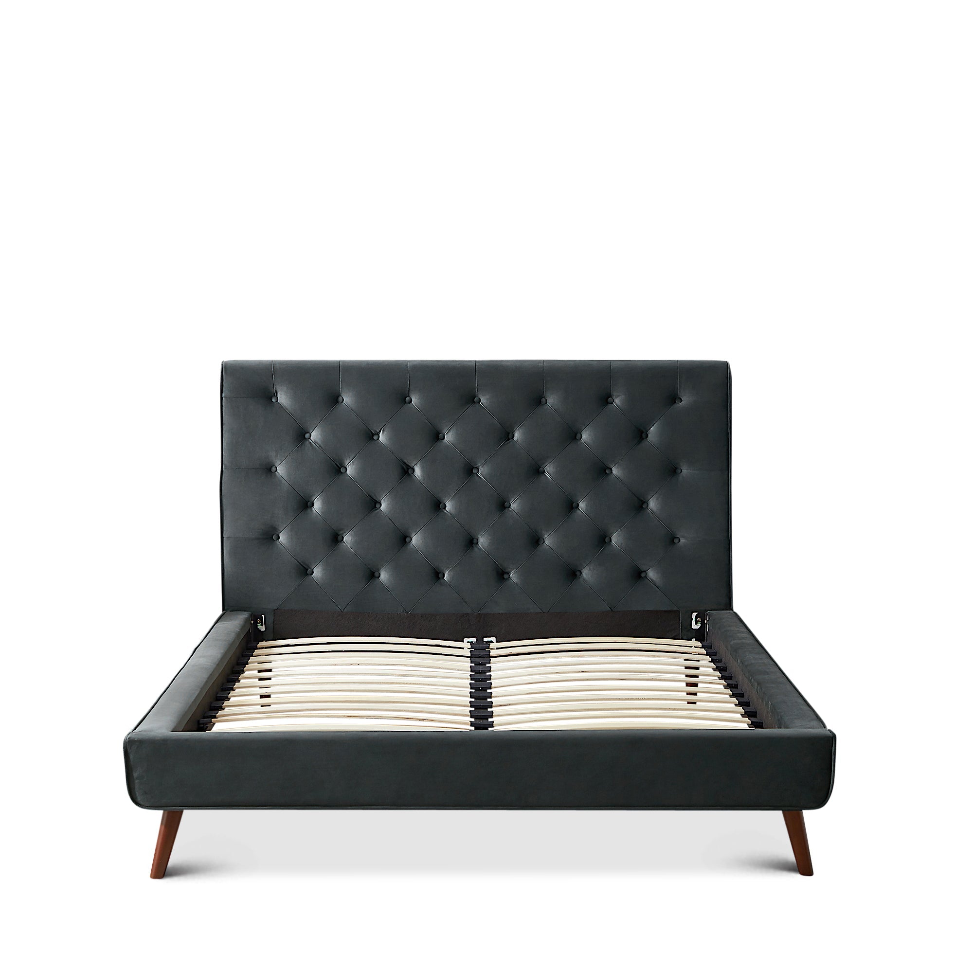 Ashley Queen Dark Gray Velvet Platform Bed