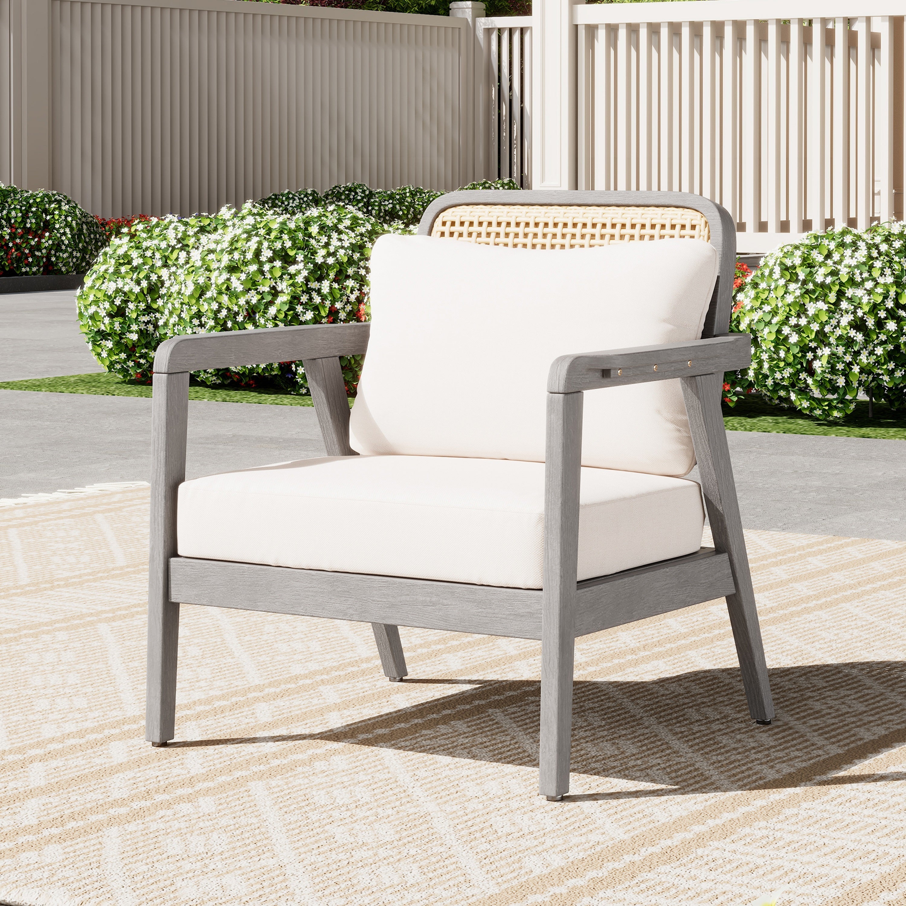Outdoor Club Chair Cushioned Seating - Light Gray
