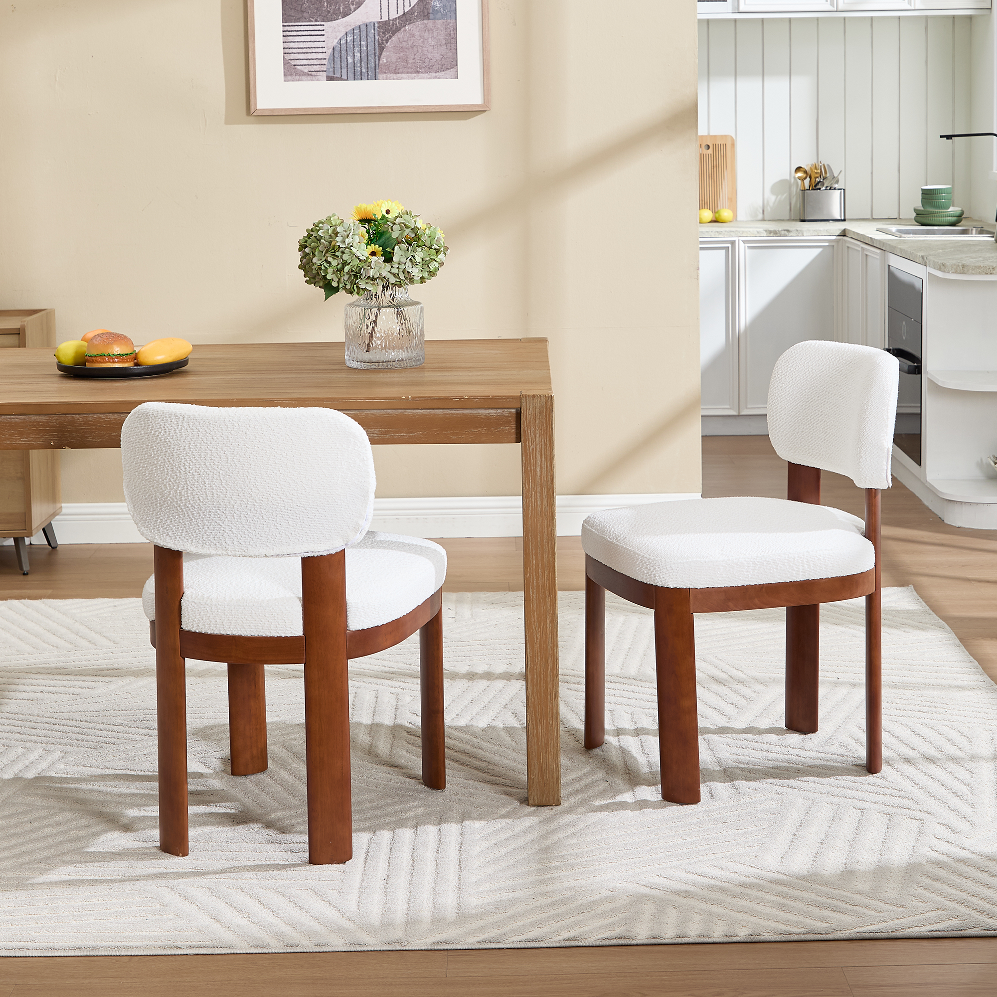 Dothan Modern Farmhouse Dining Chairs with Natural Solid Wood Legs - Set of 2