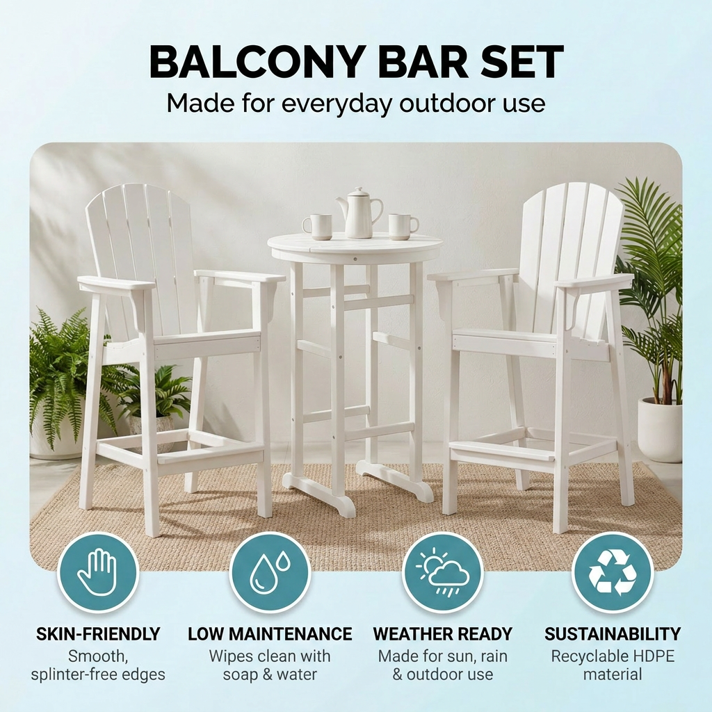 Hdpe Outdoor Bistro Set HDPE Frame - White