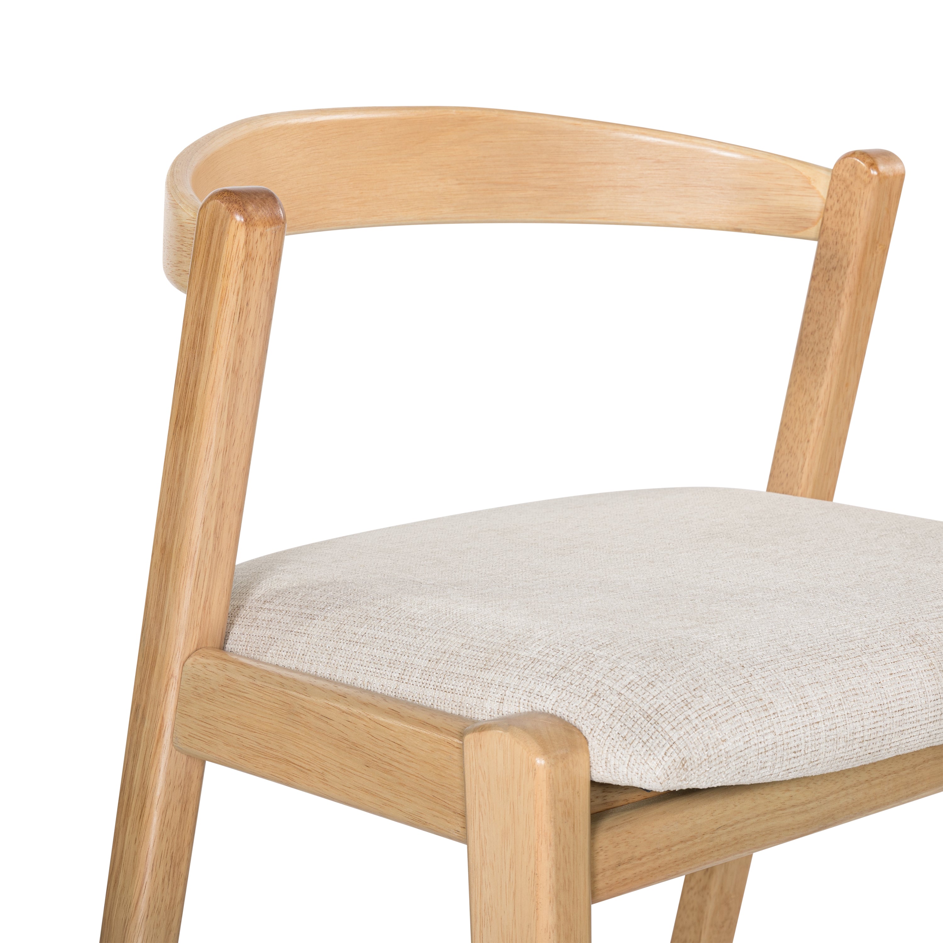 Balmain Indoor Rubberwood Barstool, Natural Finished and Beige Upholstery, Set of 2