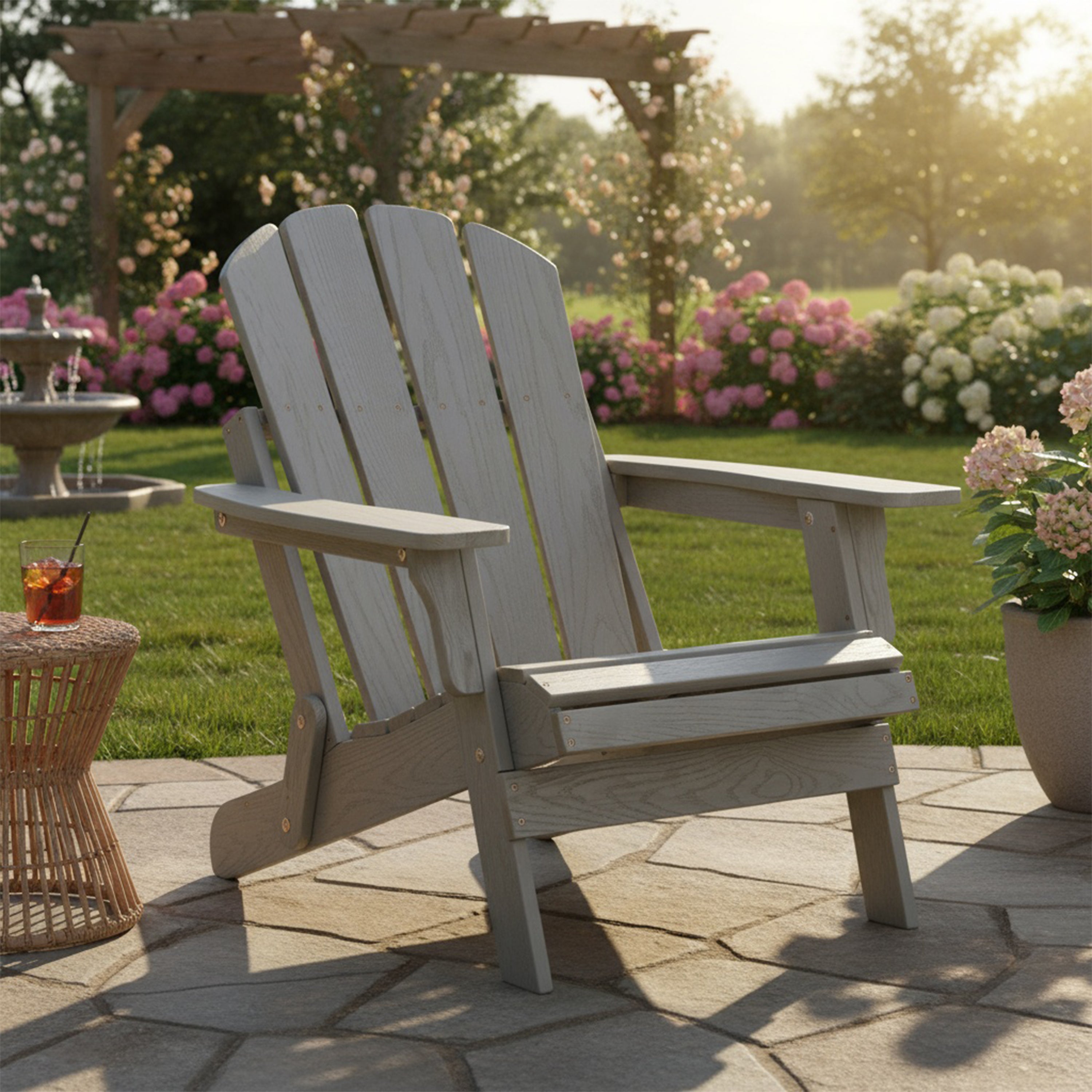 Oversize Outdoor Adirondack Chair Folding Design - Gray