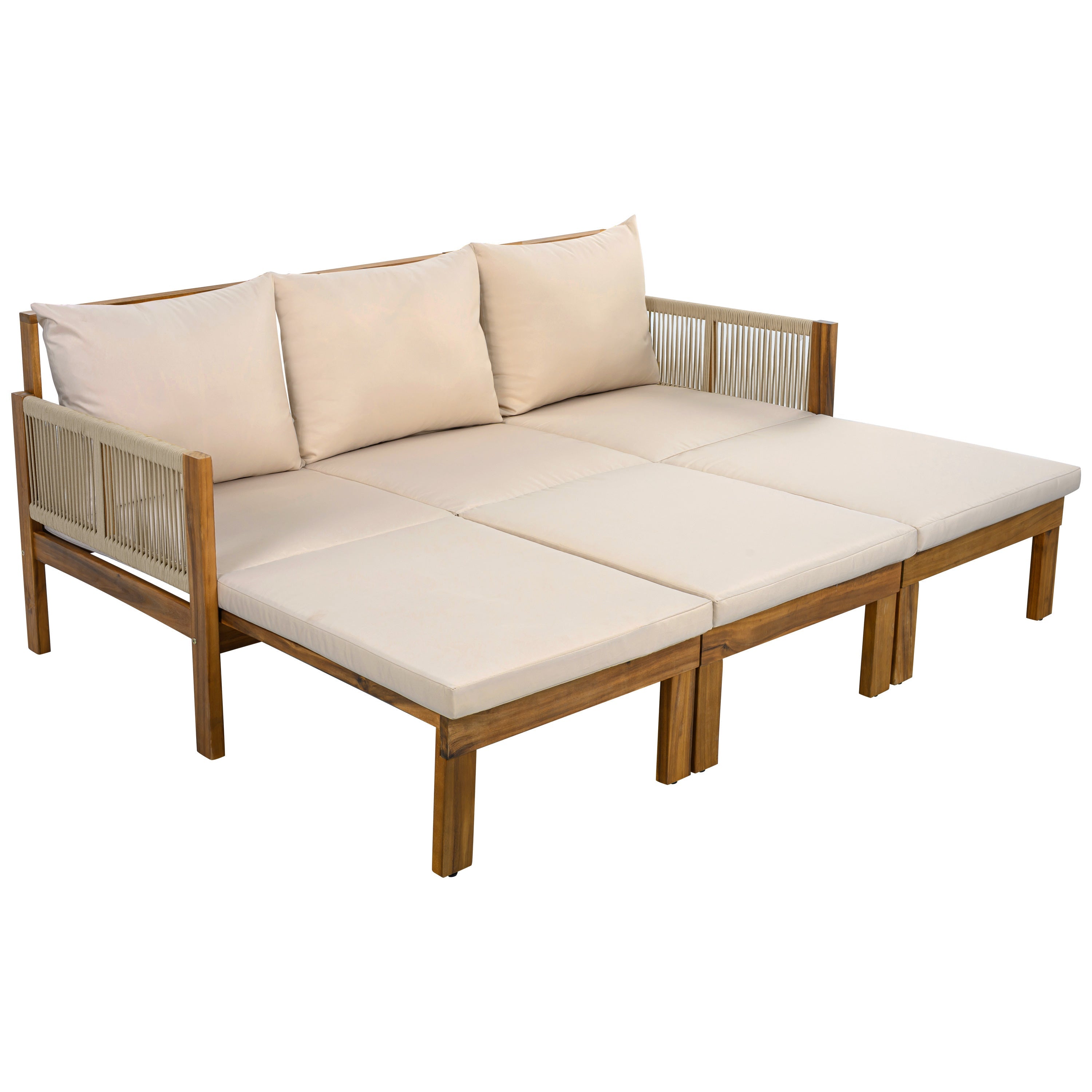 Daybed Outdoor Canopy Daybed Cushioned Seating - Brown