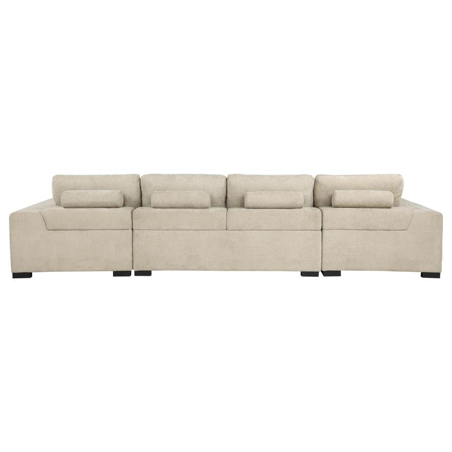 Cannella U-Shaped Double Chaise Upholstered Sectional Sofa Beige