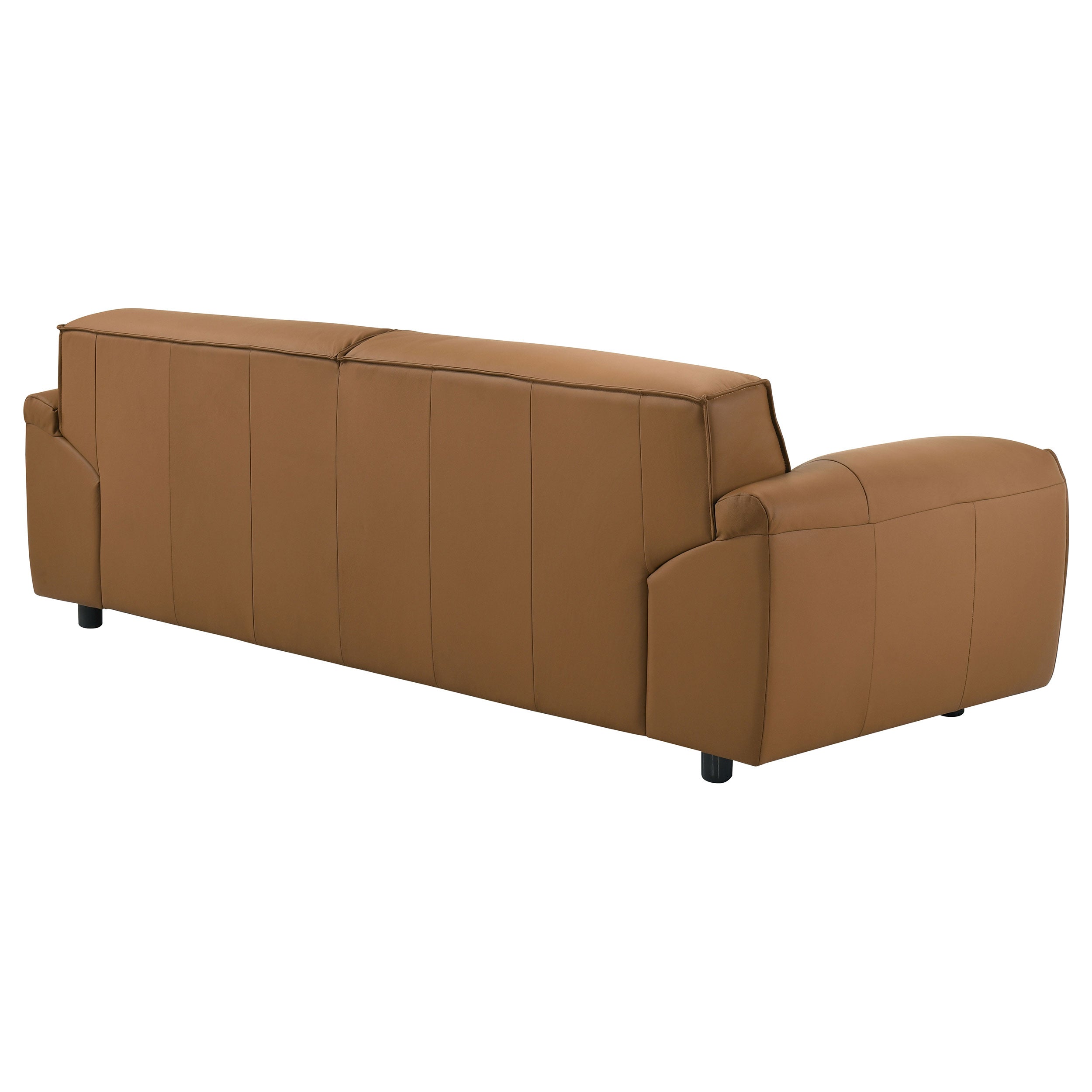 Buxton Orange Top Grain Leather Upholstered Sofa