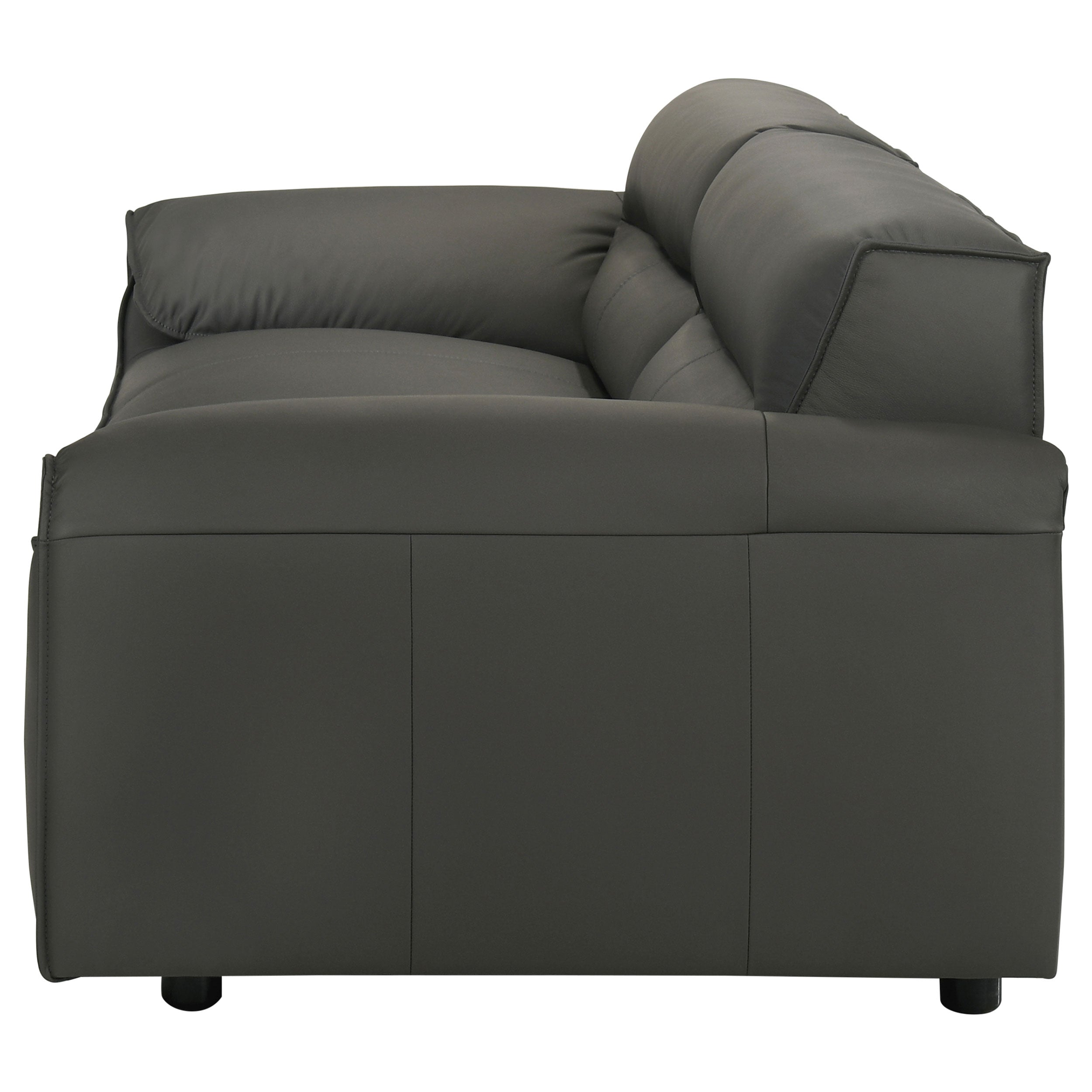 Buxton Graphite Top Grain Leather Upholstered Sofa