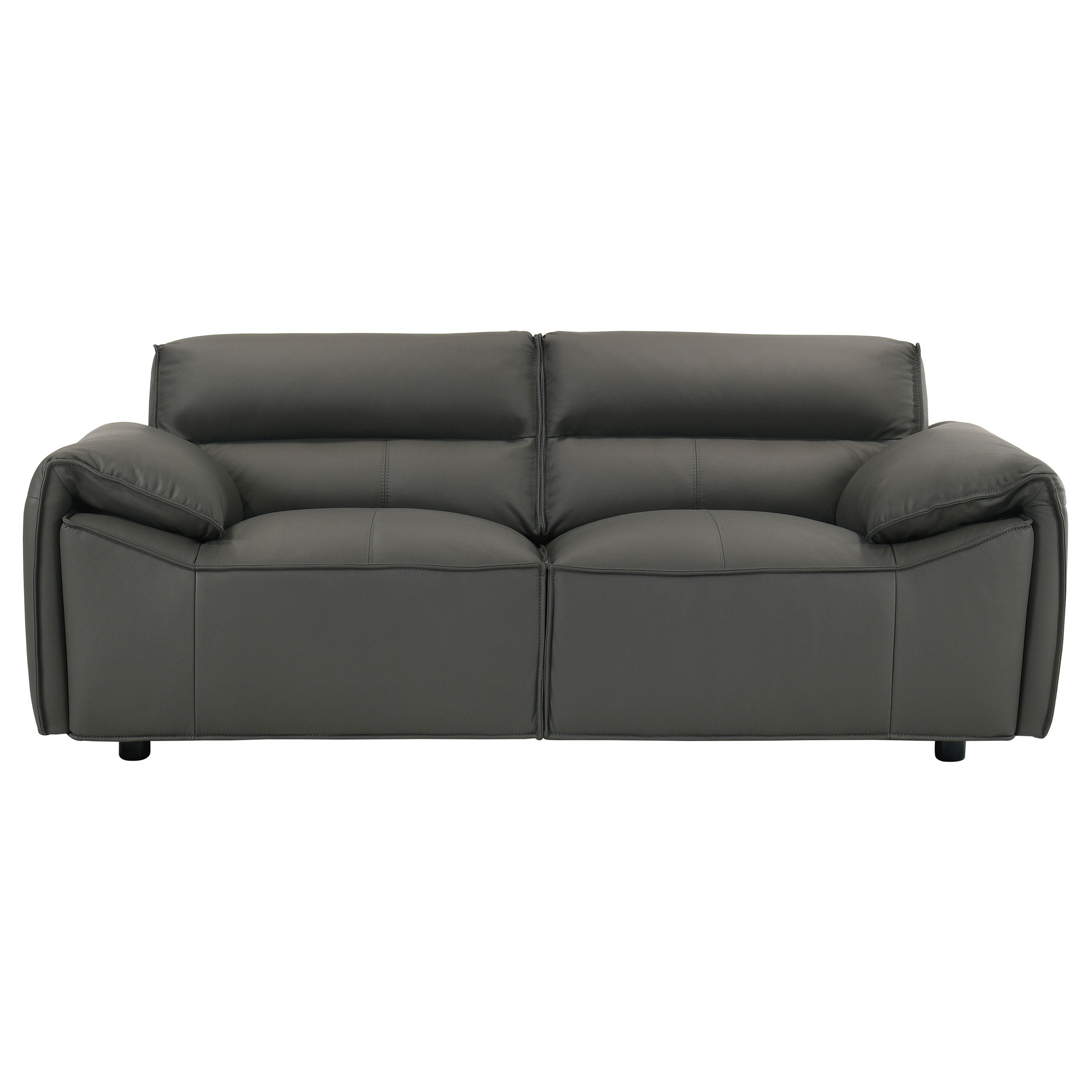 Buxton Graphite Top Grain Leather Upholstered Loveseat