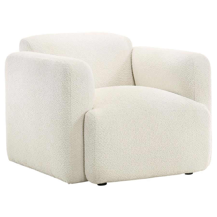 Dorset White Fabric Upholstered Round Track Arm Accent Chair
