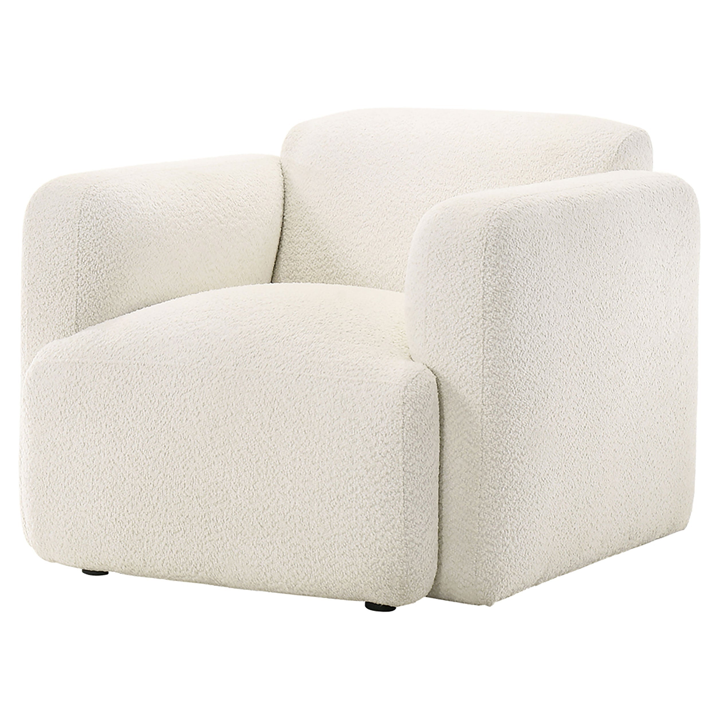 Dorset White Fabric Upholstered Round Track Arm Accent Chair